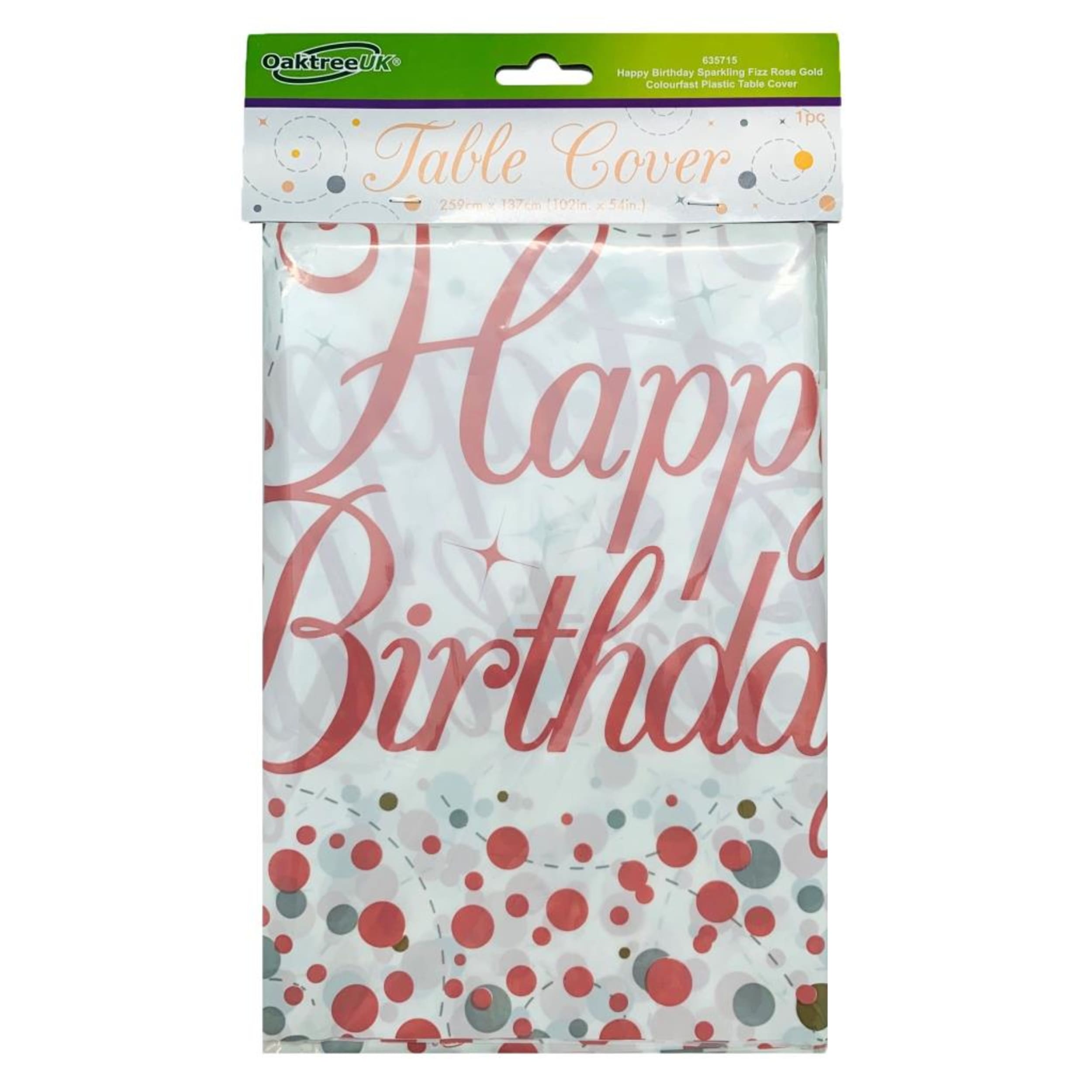 Occasions Sparkling Fizz Rose Gold T/Cover Rect HBirthday