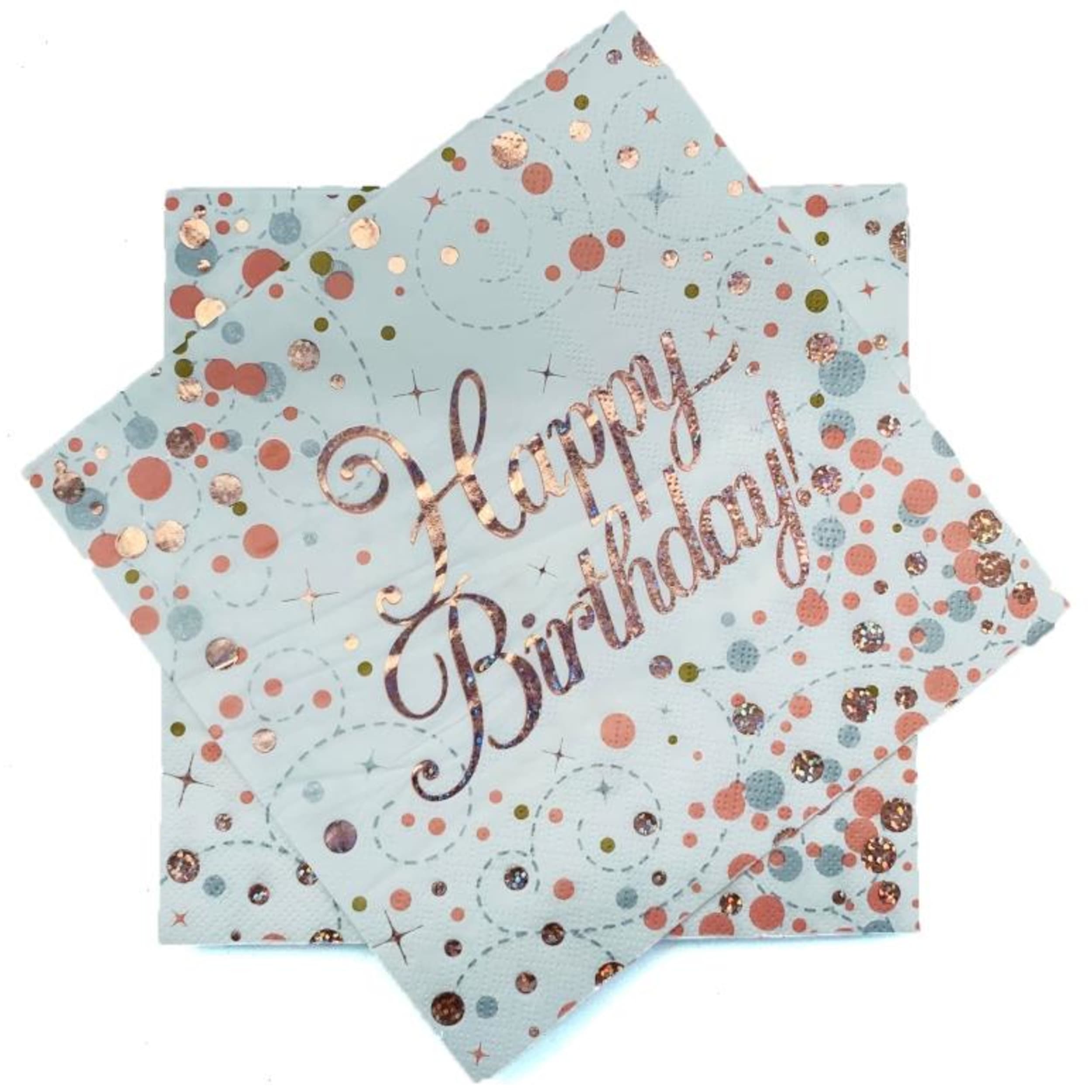Occasions Sparkling Fizz Rose Gold Napkin 33cm HBirthday (16 Pack)