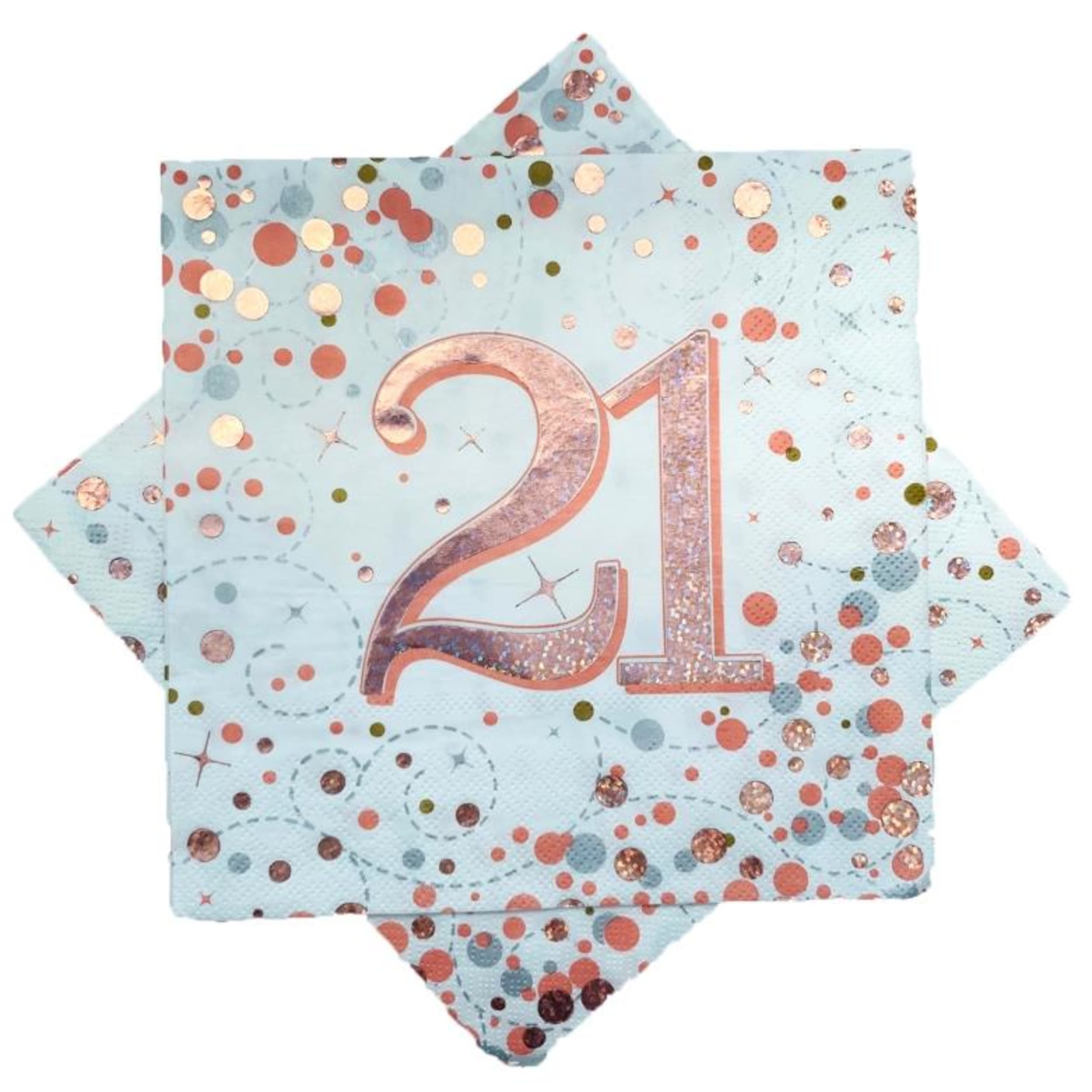Occasions Sparkling Fizz Rose Gold Napkin 33cm "21" (16 Pack)