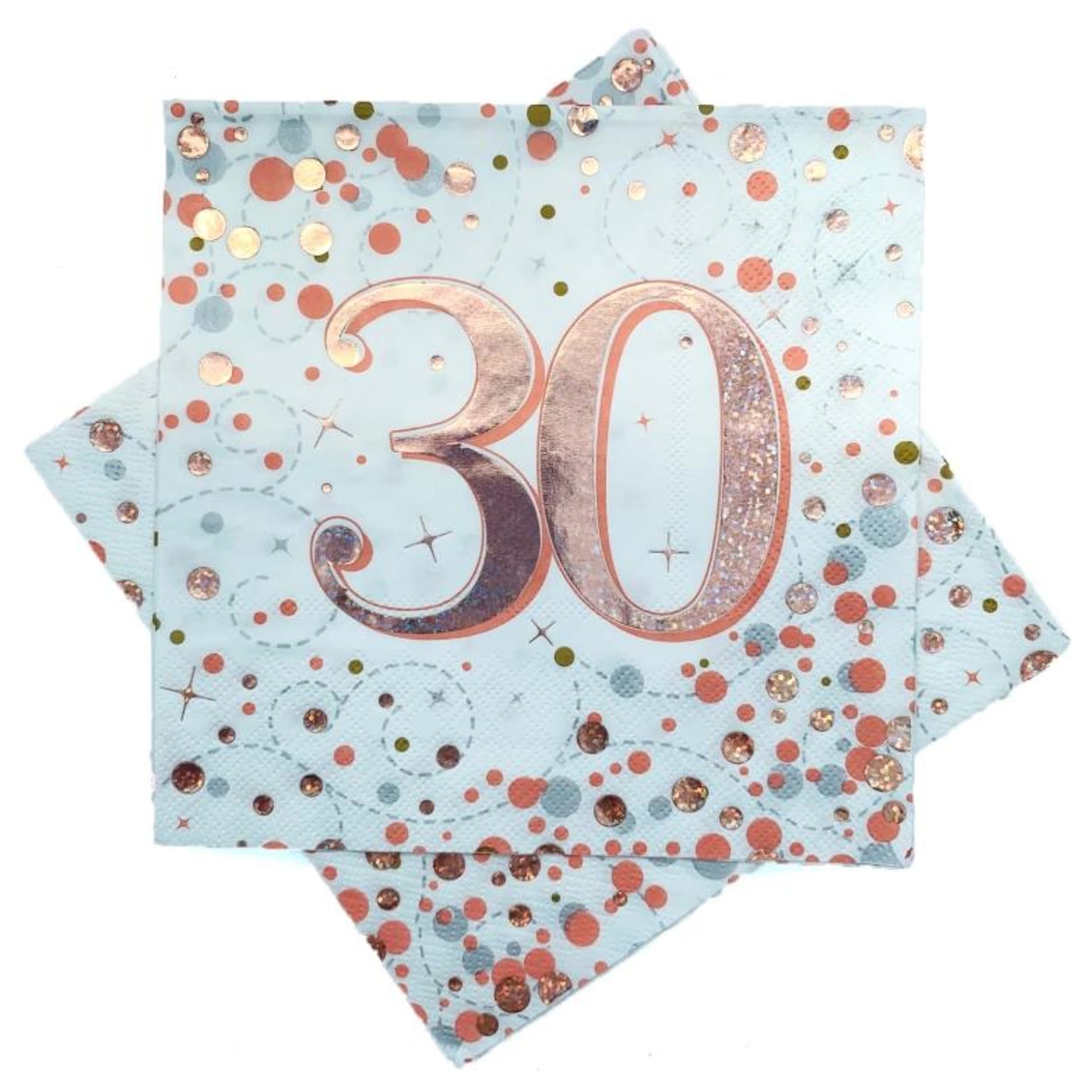 Occasions Sparkling Fizz Rose Gold Napkin 33cm "30" (16 Pack)