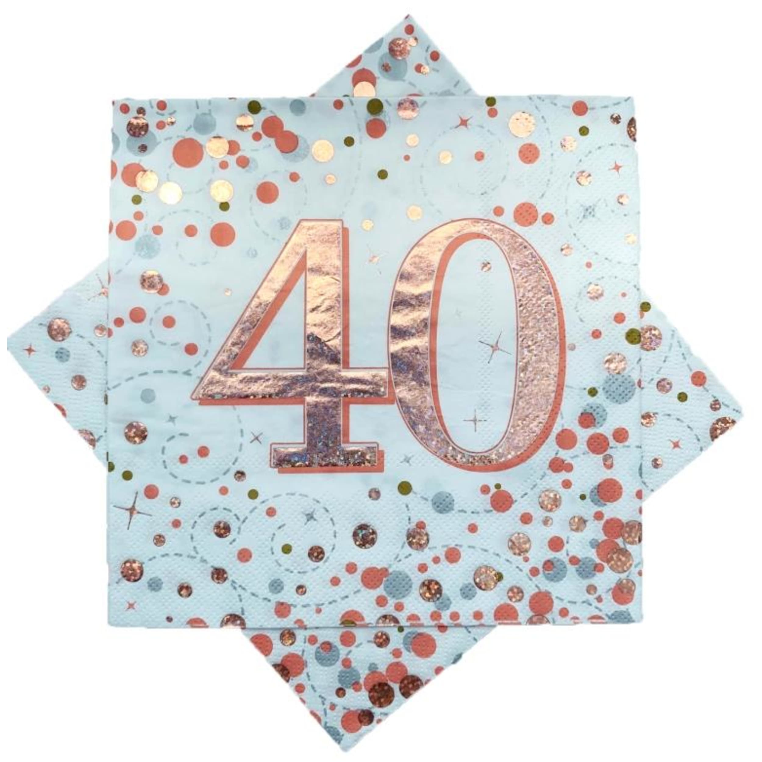 Occasions Sparkling Fizz Rose Gold Napkin 33cm "40" (16 Pack)
