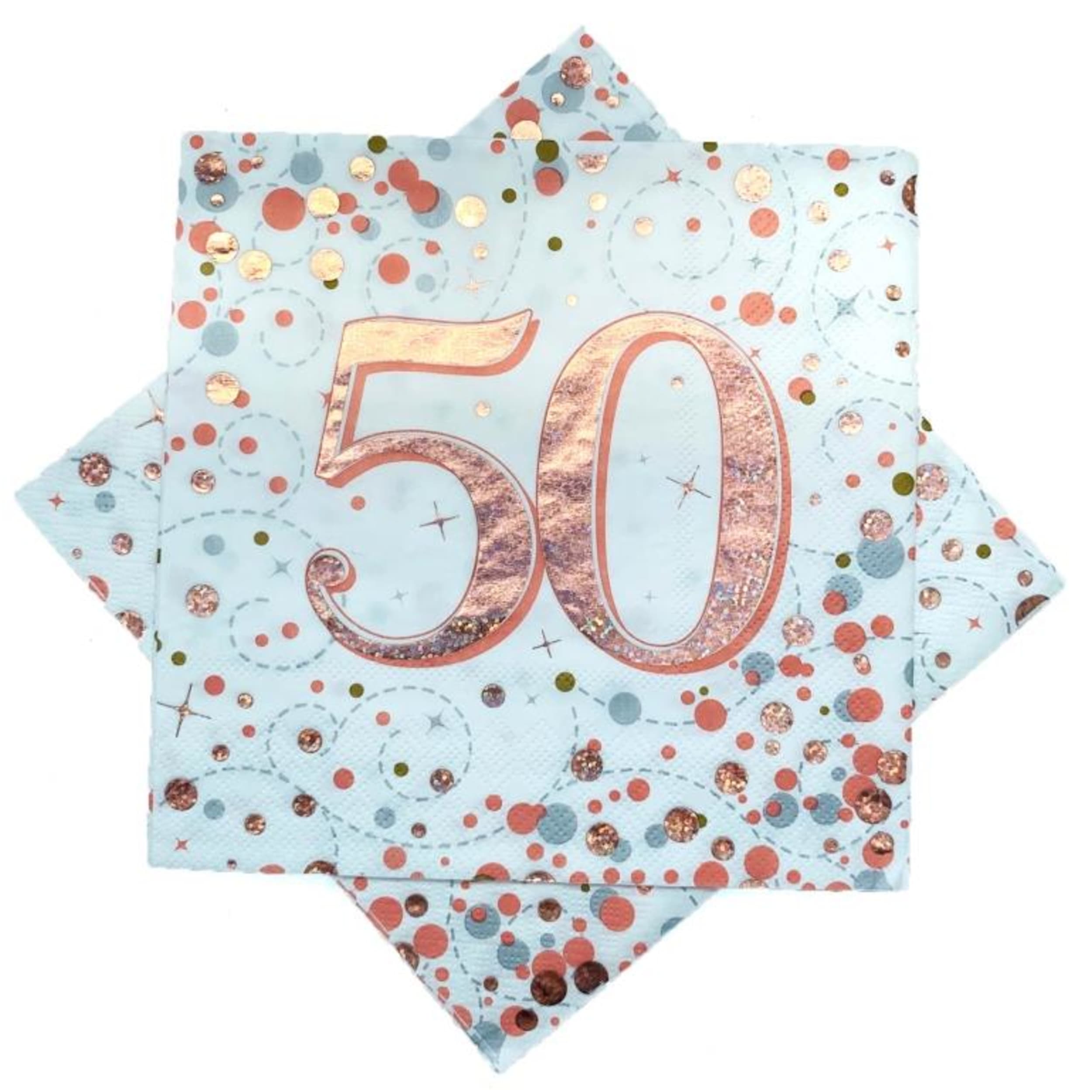 Occasions Sparkling Fizz Rose Gold Napkin 33cm "50" (16 Pack)