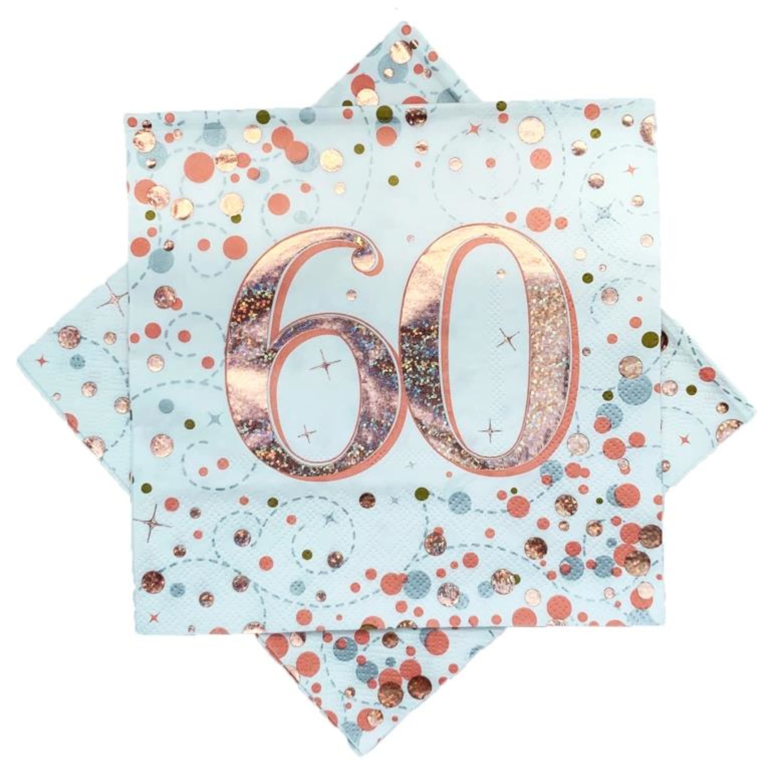 Occasions Sparkling Fizz Rose Gold Napkin 33cm "60" (16 Pack)