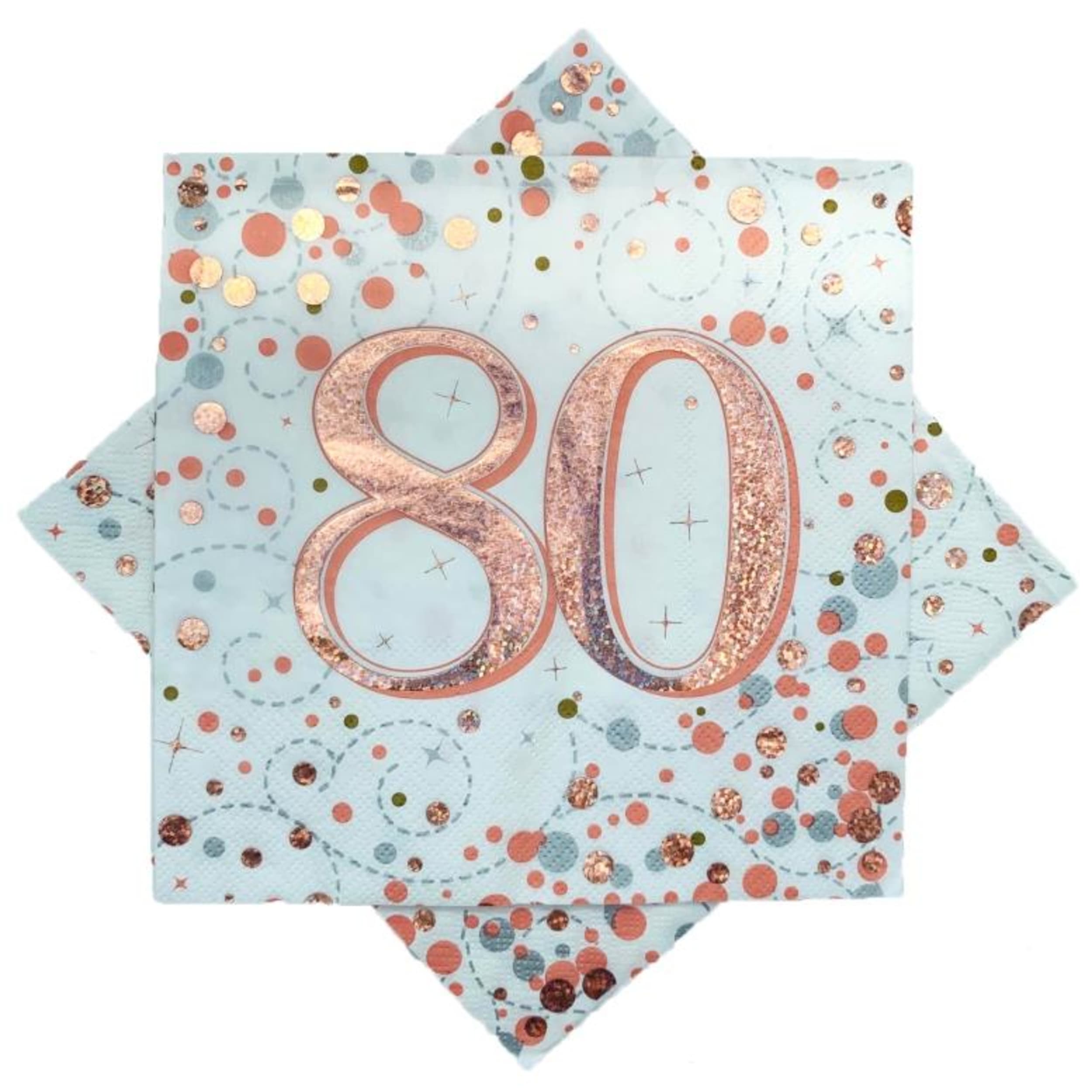 Occasions Sparkling Fizz Rose Gold Napkin 33cm "80" (16 Pack)