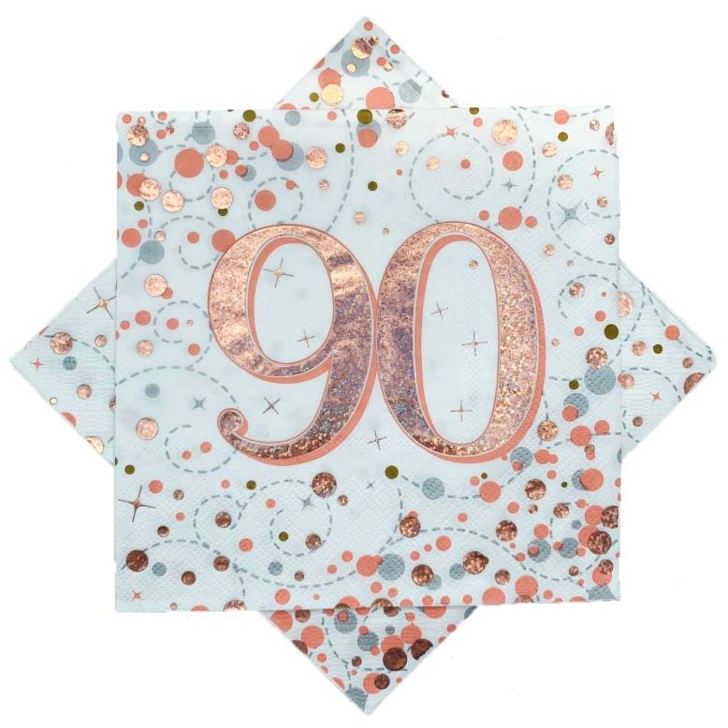 Occasions Sparkling Fizz Rose Gold Napkin 33cm "90" (16 Pack)