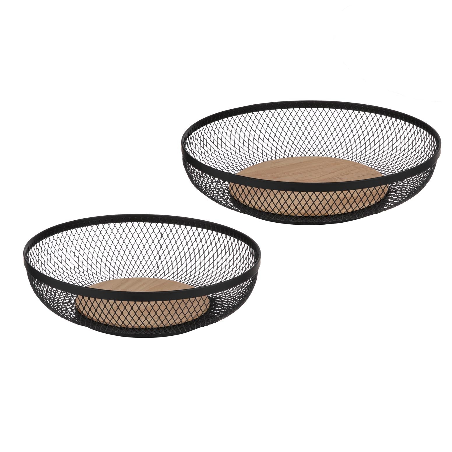 Ladelle Olsen Black Set of 2 Mesh Storage Baskets