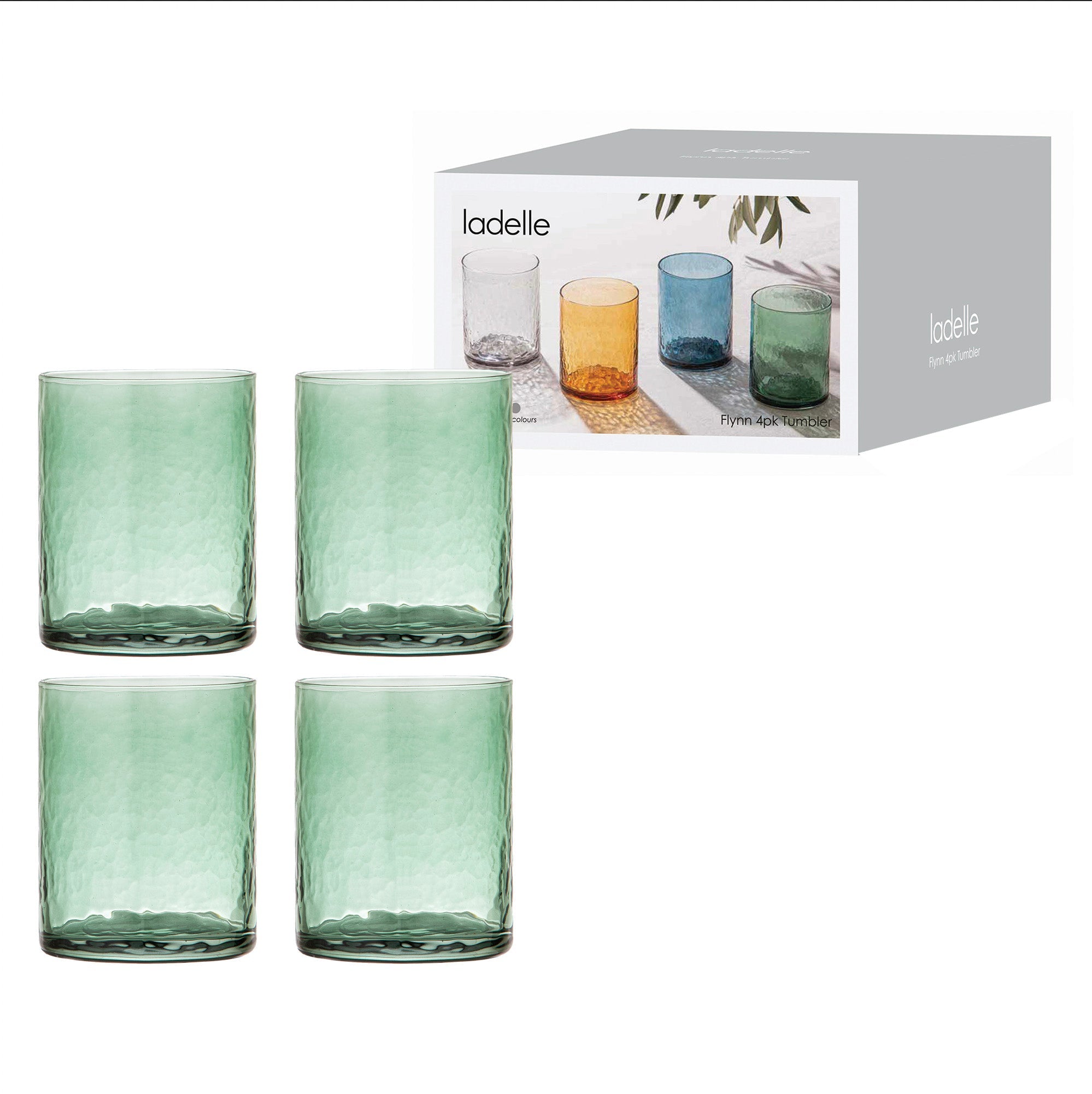 Ladelle Flynn Green 4pk Glass Tumbler