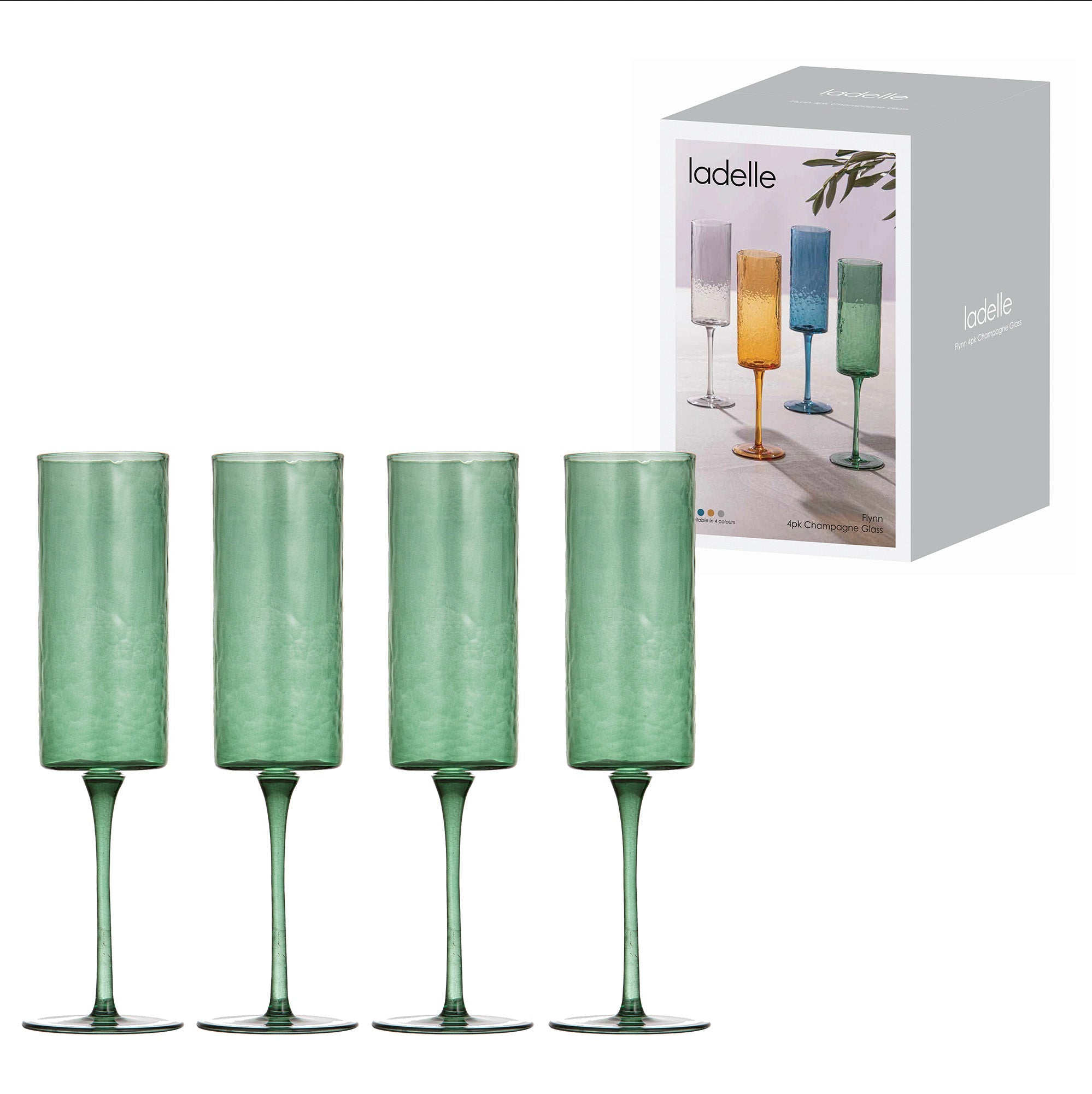 Ladelle Flynn Green 4pk Champagne Glass
