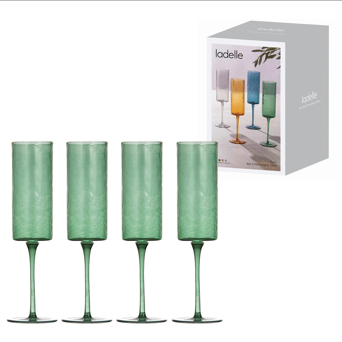 Ladelle Flynn Green 4pk Champagne Glass