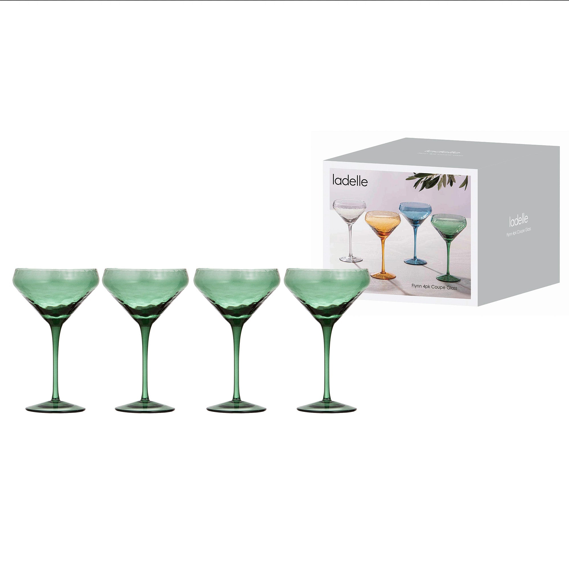 Ladelle Flynn Green 4pk Coupe Glass