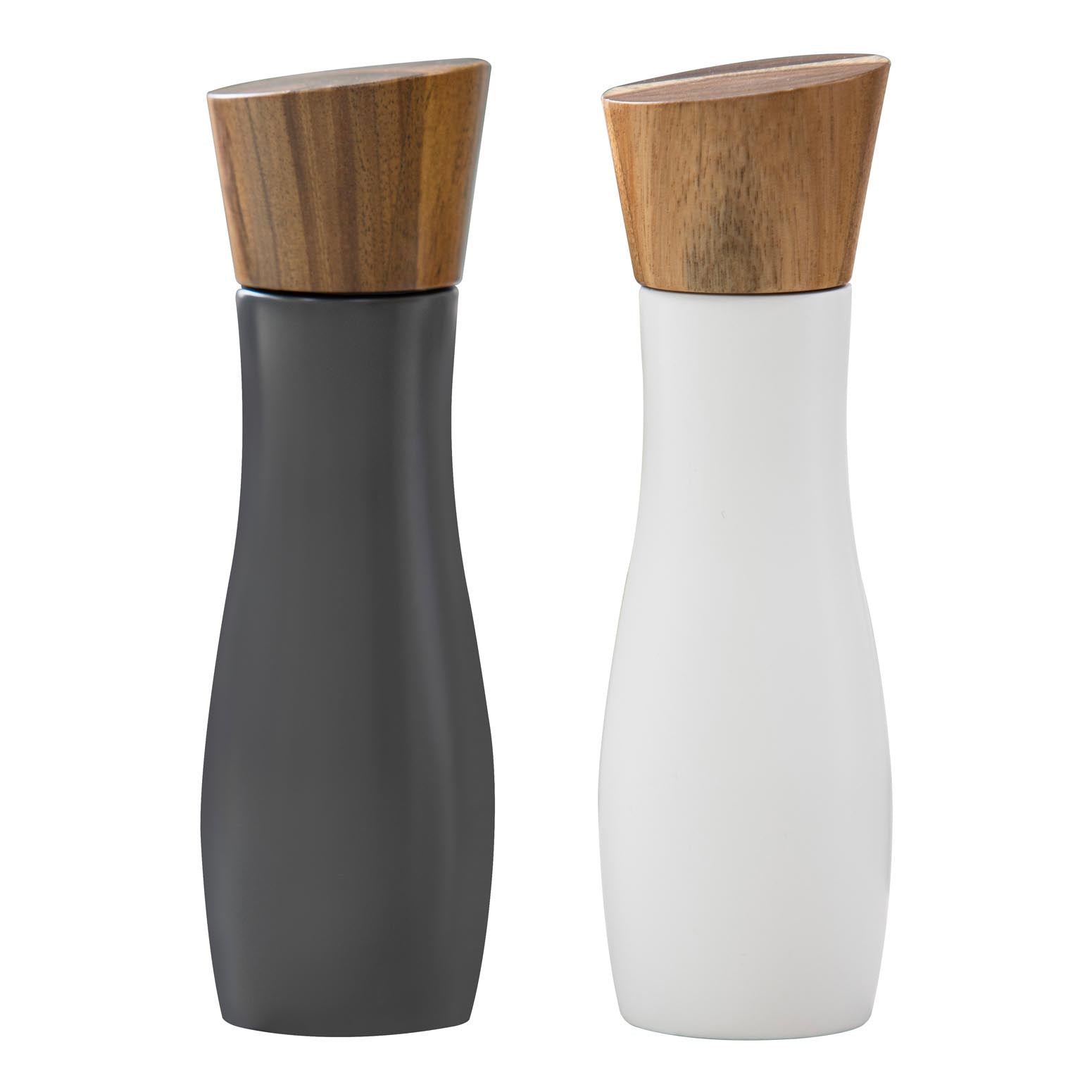 Ladelle Essentials White & Charcoal Salt & Pepper Grinders