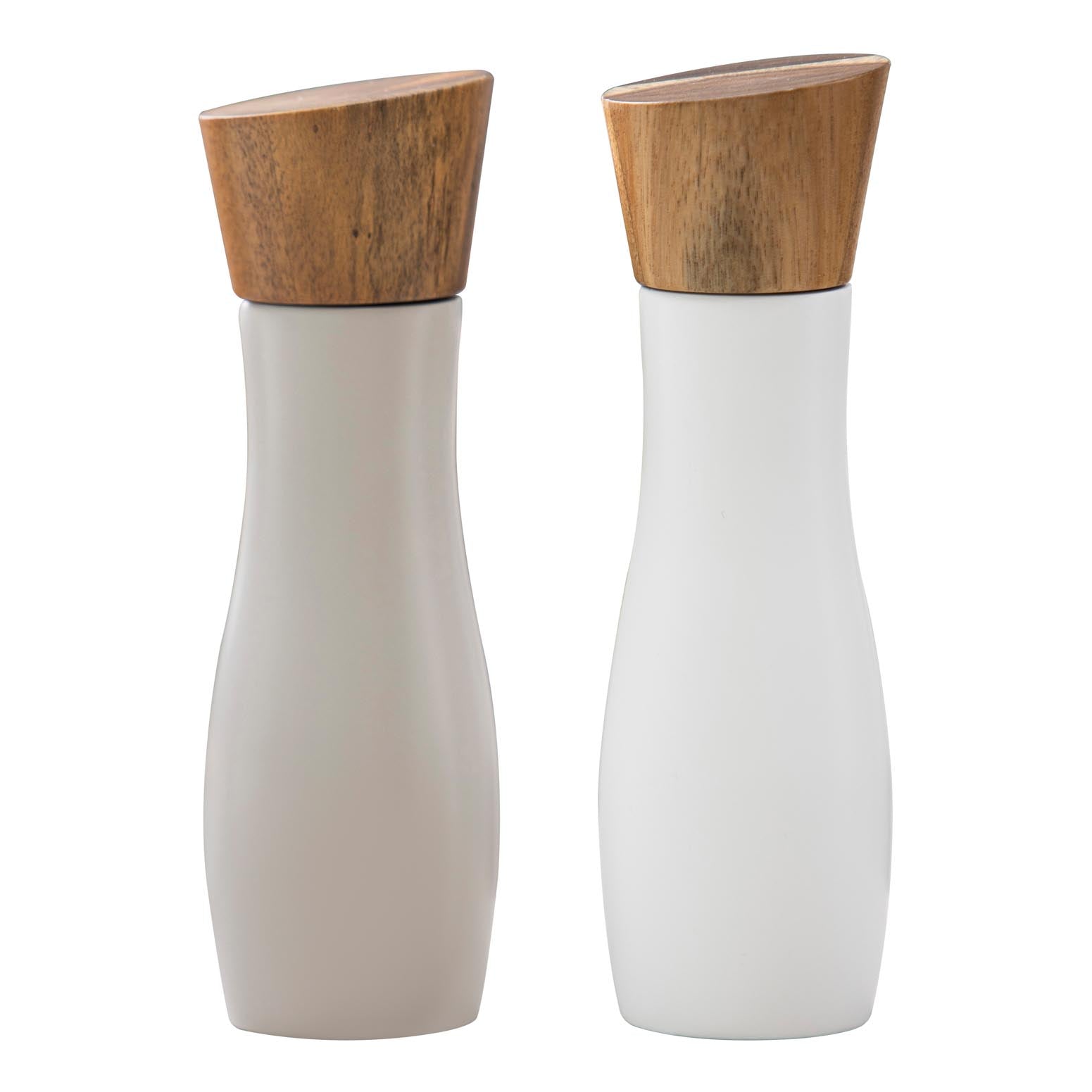 Ladelle Essentials White & Stone Salt & Pepper Grinders