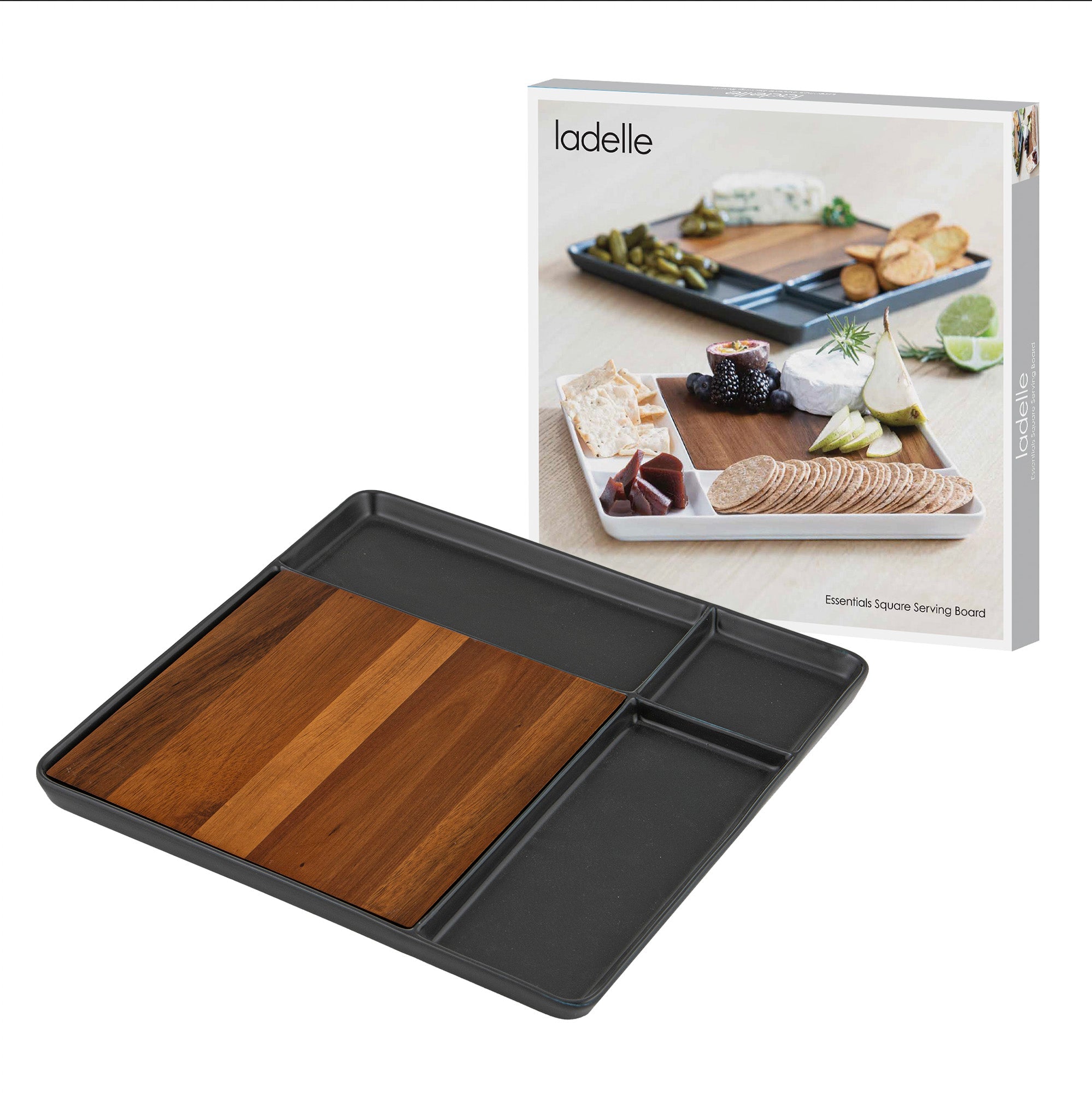 Ladelle Essentials Charcoal Square Serving Board