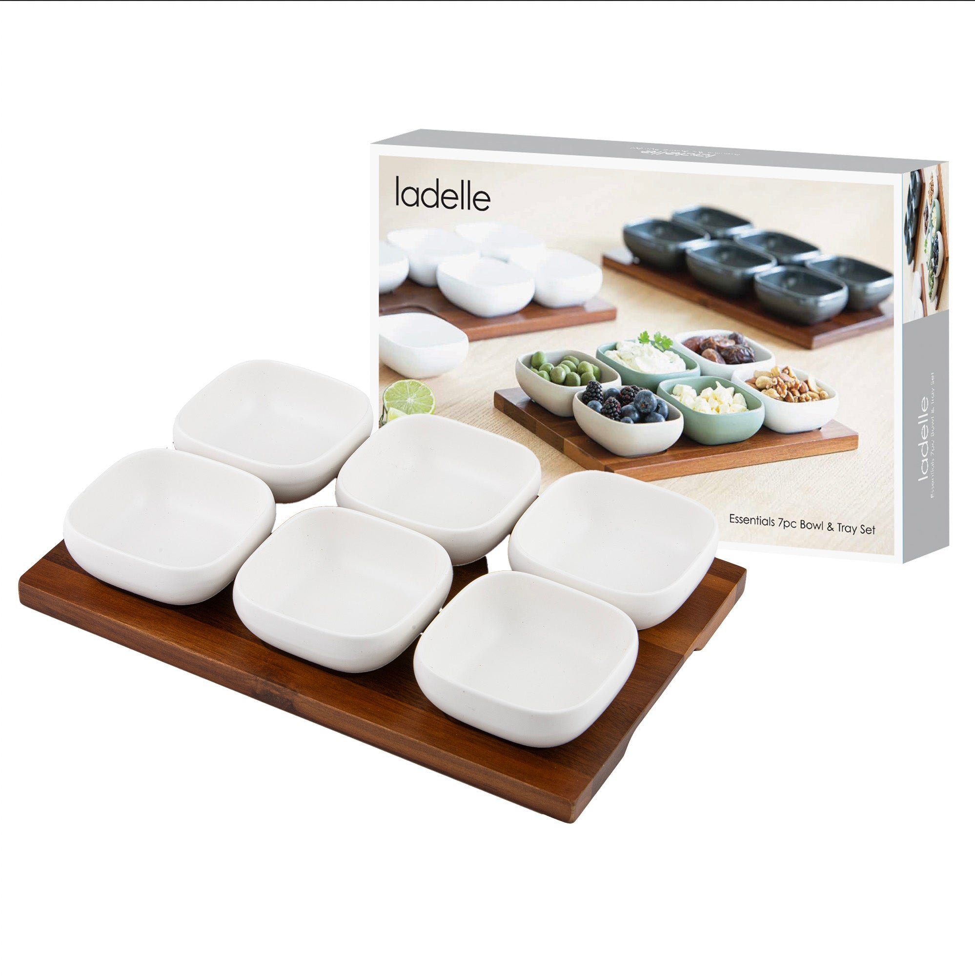 Ladelle Essentials 7pc White Bowl & Tray Set