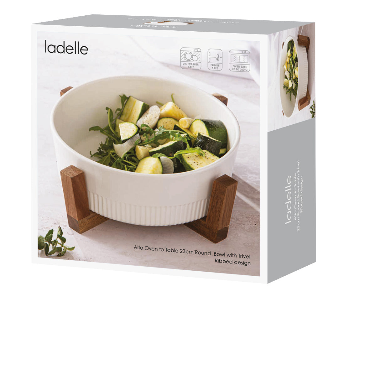 Ladelle Alto Oven To Table 23cm Round Rib Bowl With Trivet