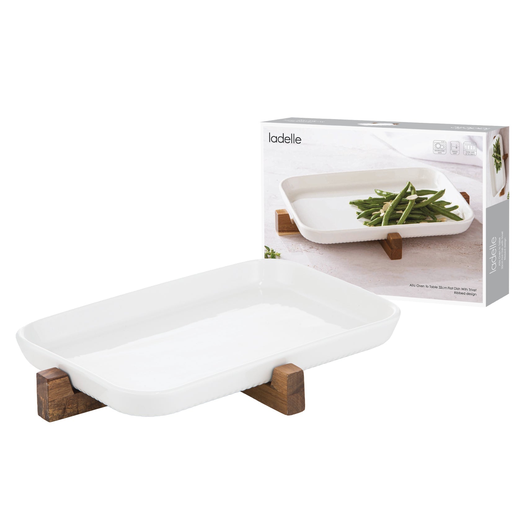 Ladelle Alto Oven To Table 32cm Flat Rib Dish With Trivet