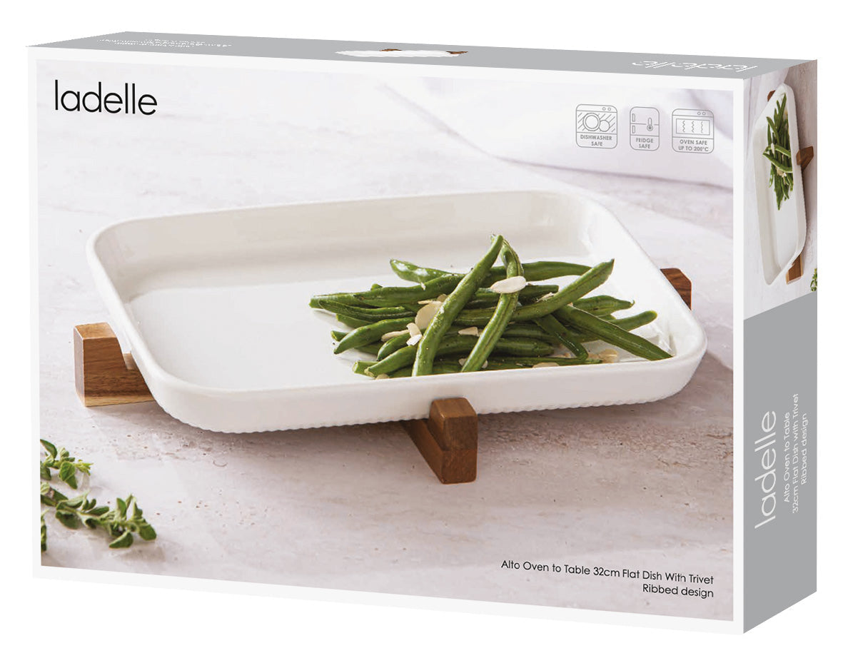Ladelle Alto Oven To Table 32cm Flat Rib Dish With Trivet