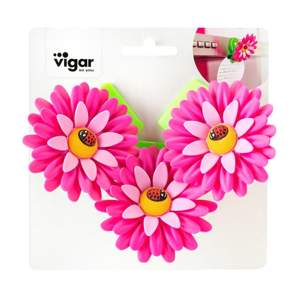 Vigar Flower Power Pink Magnet Clip 3pc