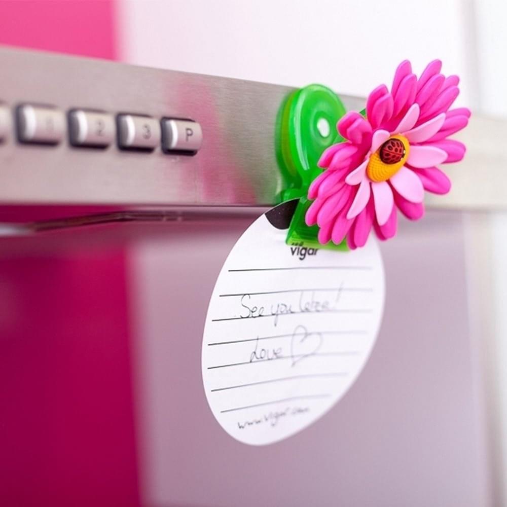 Vigar Flower Power Pink Magnet Clip 3pc