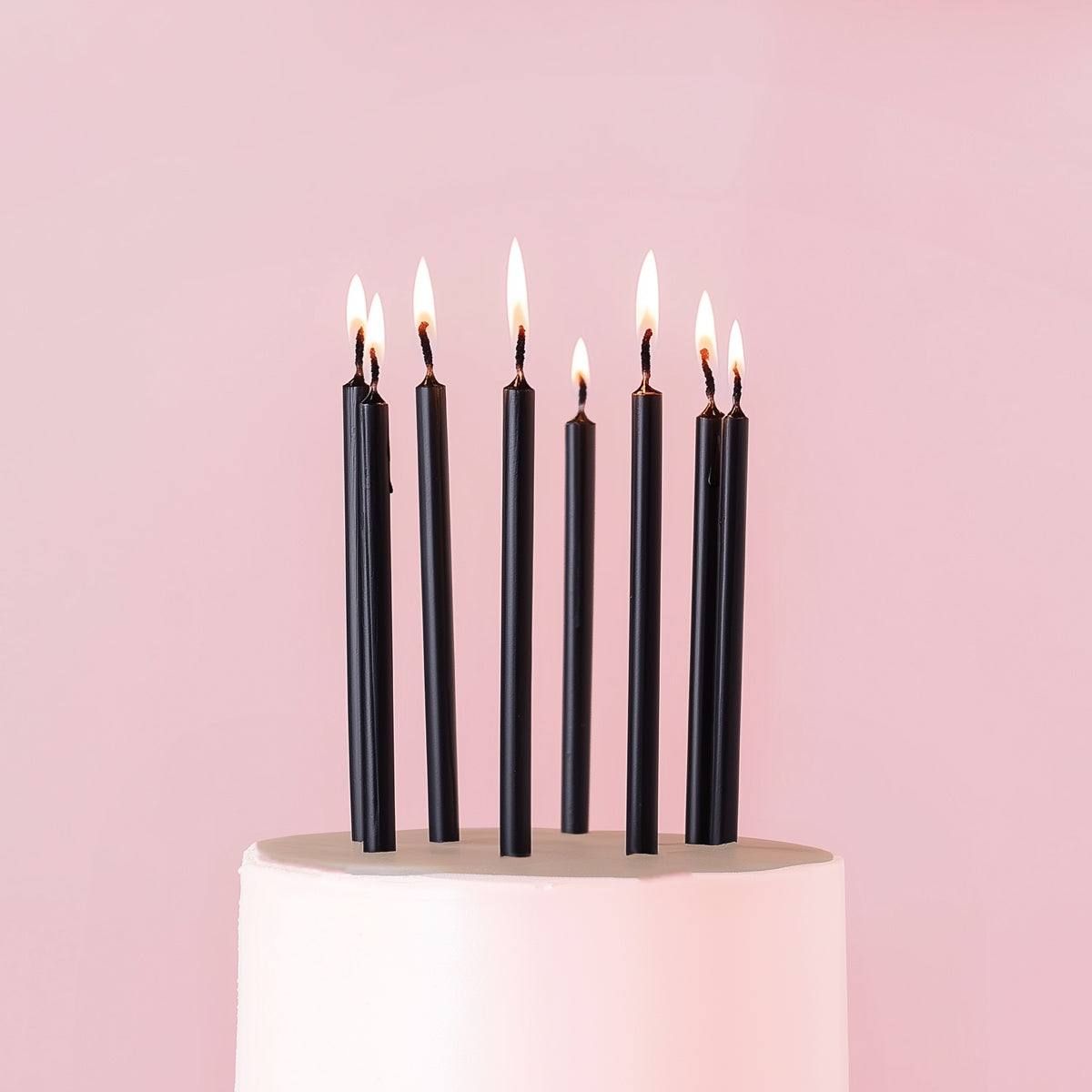 Cake & Candle Tall Cake Candles Black 12cm 12 Pack