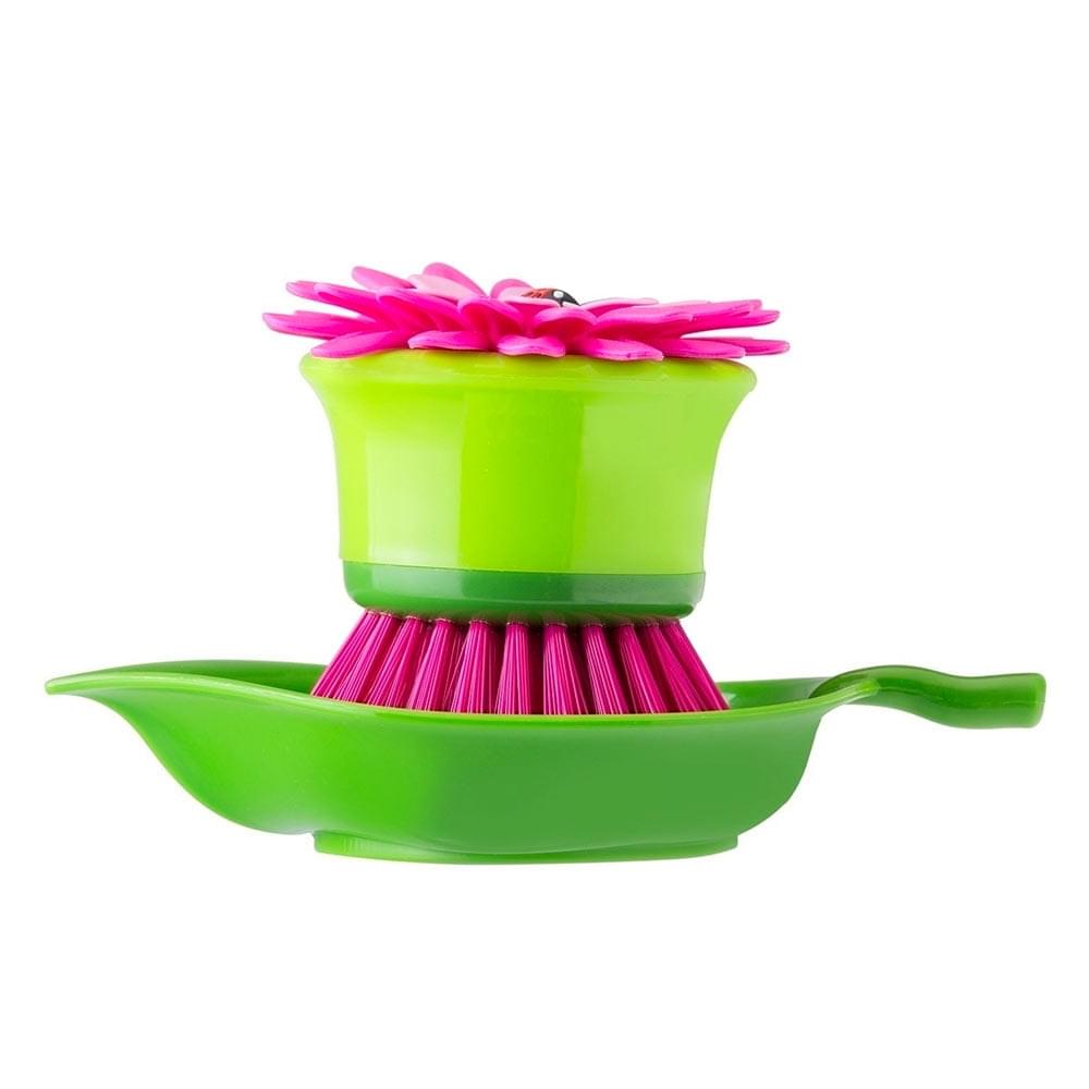 Vigar Flower Power Palm Dish Brush With Holder