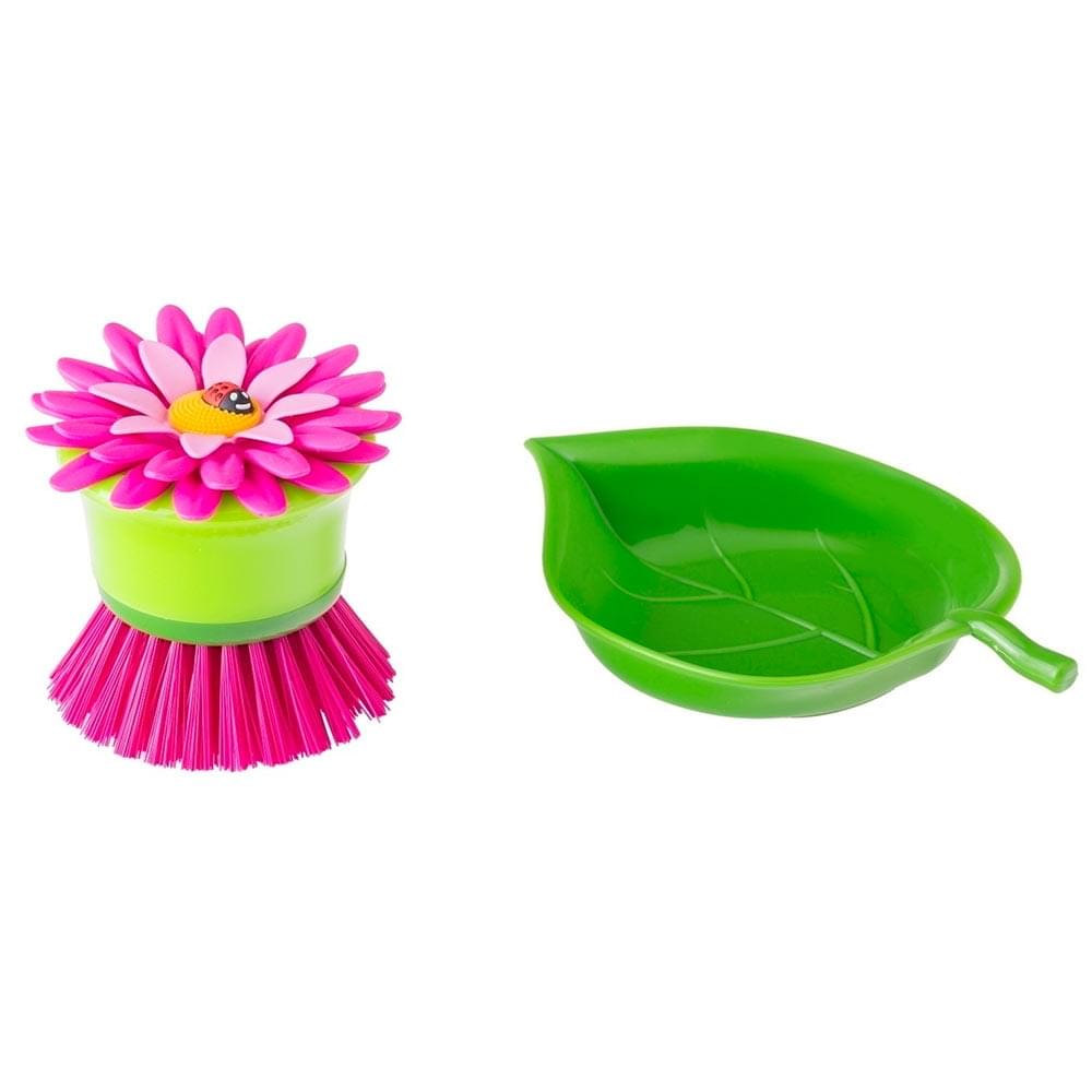 Vigar Flower Power Palm Dish Brush With Holder