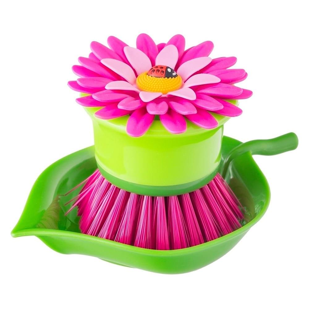 Vigar Flower Power Palm Dish Brush With Holder