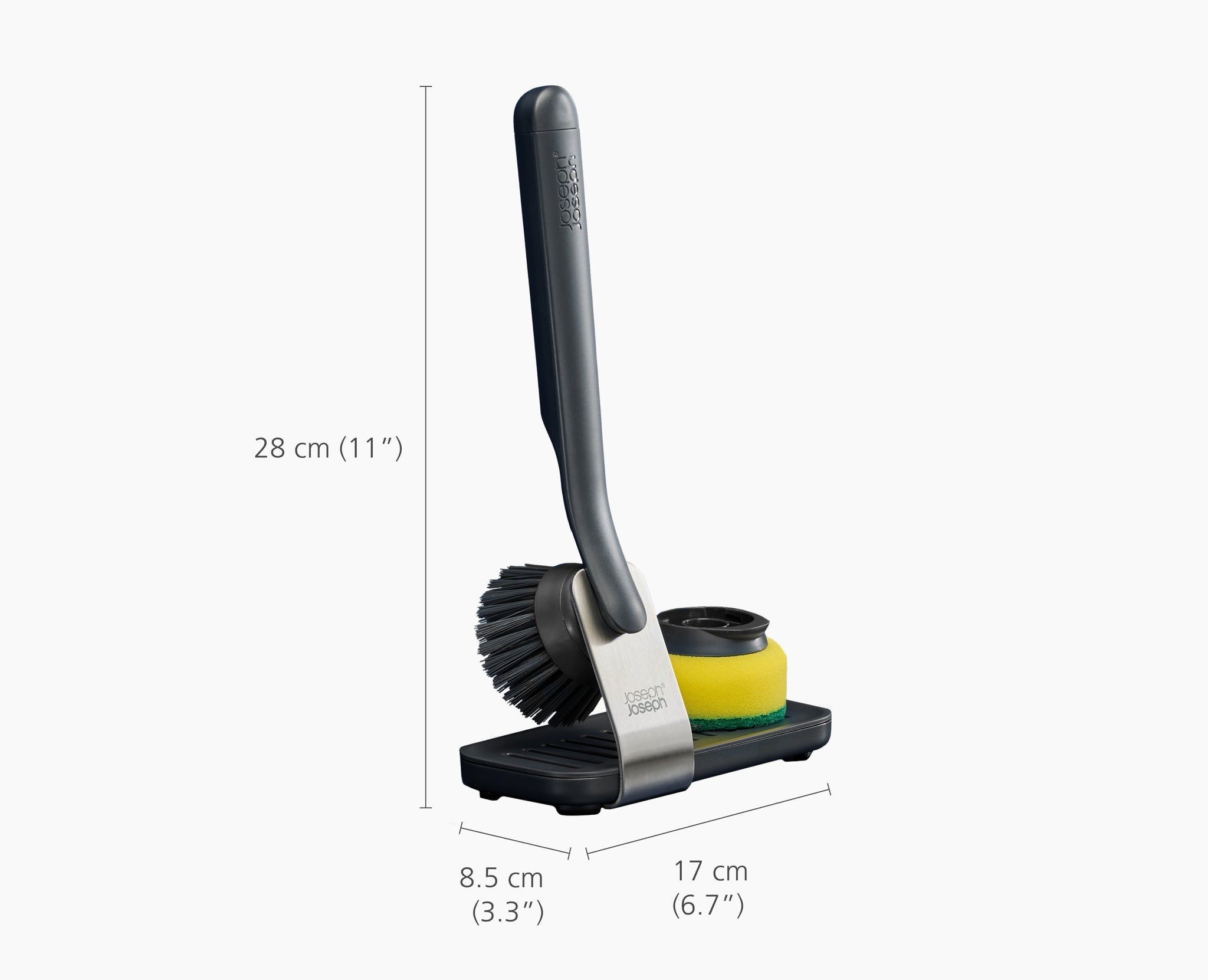 Sinktech Dish Brush And Sponge Set With Large Stainless-Steel Storage  Stand