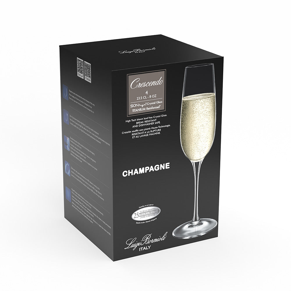 Luigi Bormioli Crescendo Flute 235ml Set of 4