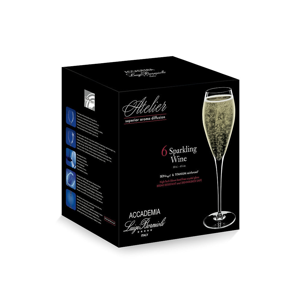 Luigi Bormioli Atelier Sparkling Wine Flute 200ml 6 pack