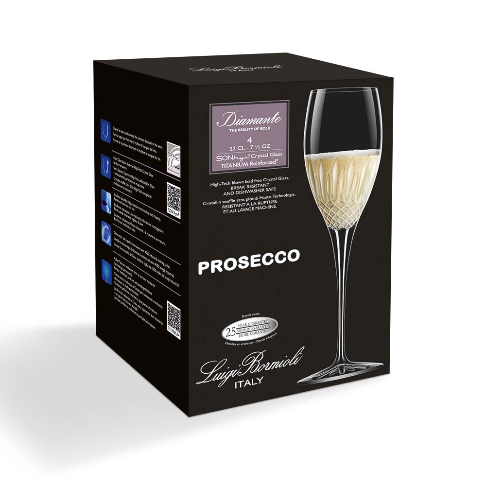 Luigi Bormioli Diamante Prosecco 220ml 4 pack