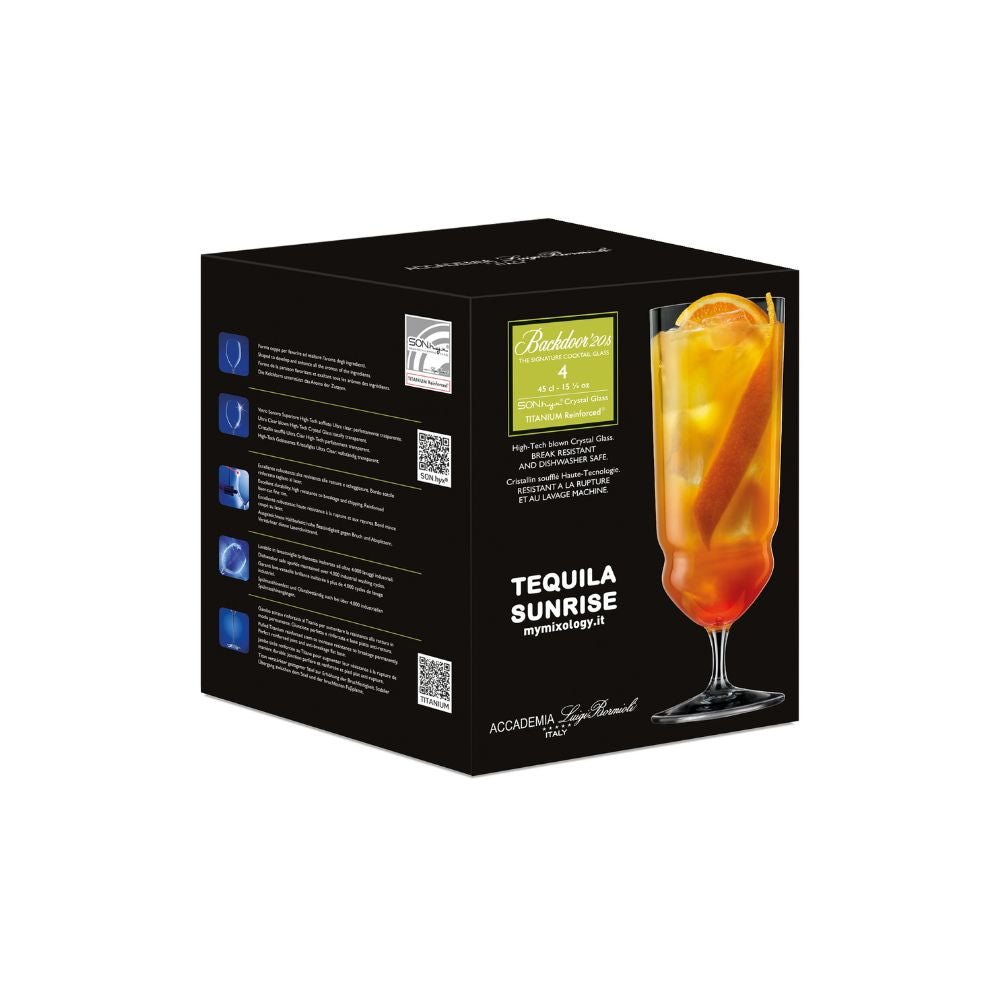 Luigi Bormioli Backdoor 20's Tequila Sunrise 450ml Set of 4