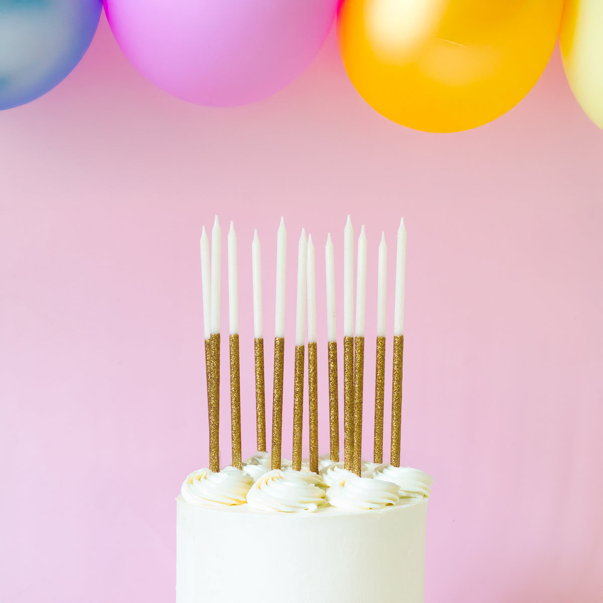Cake & Candle Glitter Dipped Cake Candles Gold 12 Pack