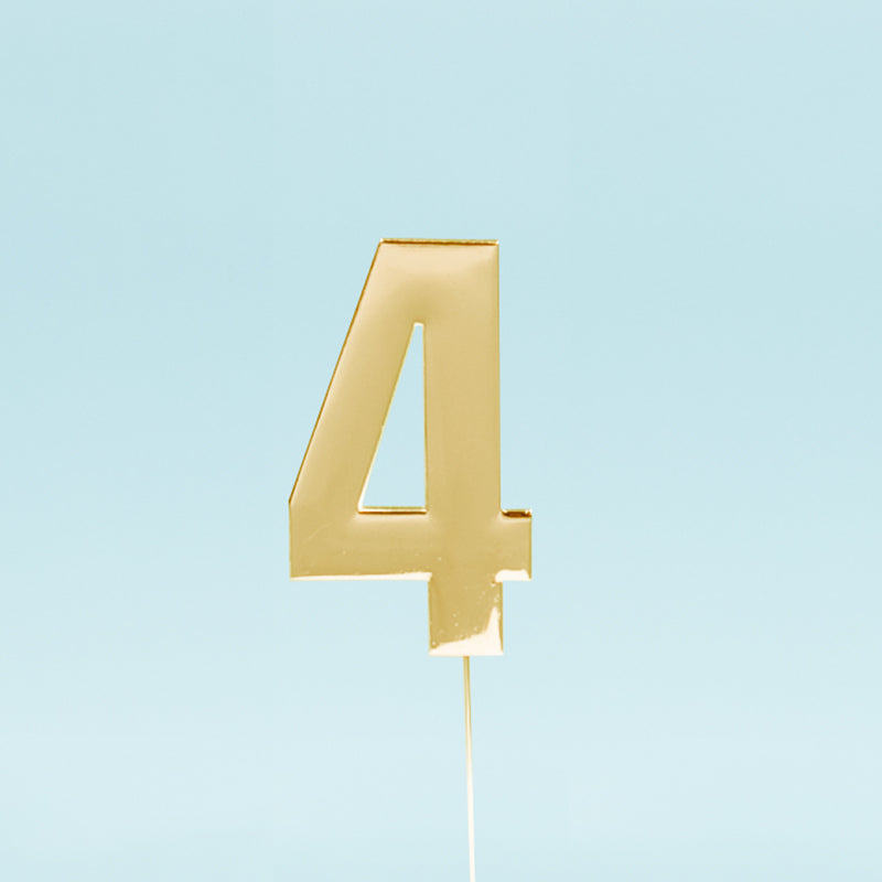 Cake & Candle Bold Cake Topper Number 4 Gold