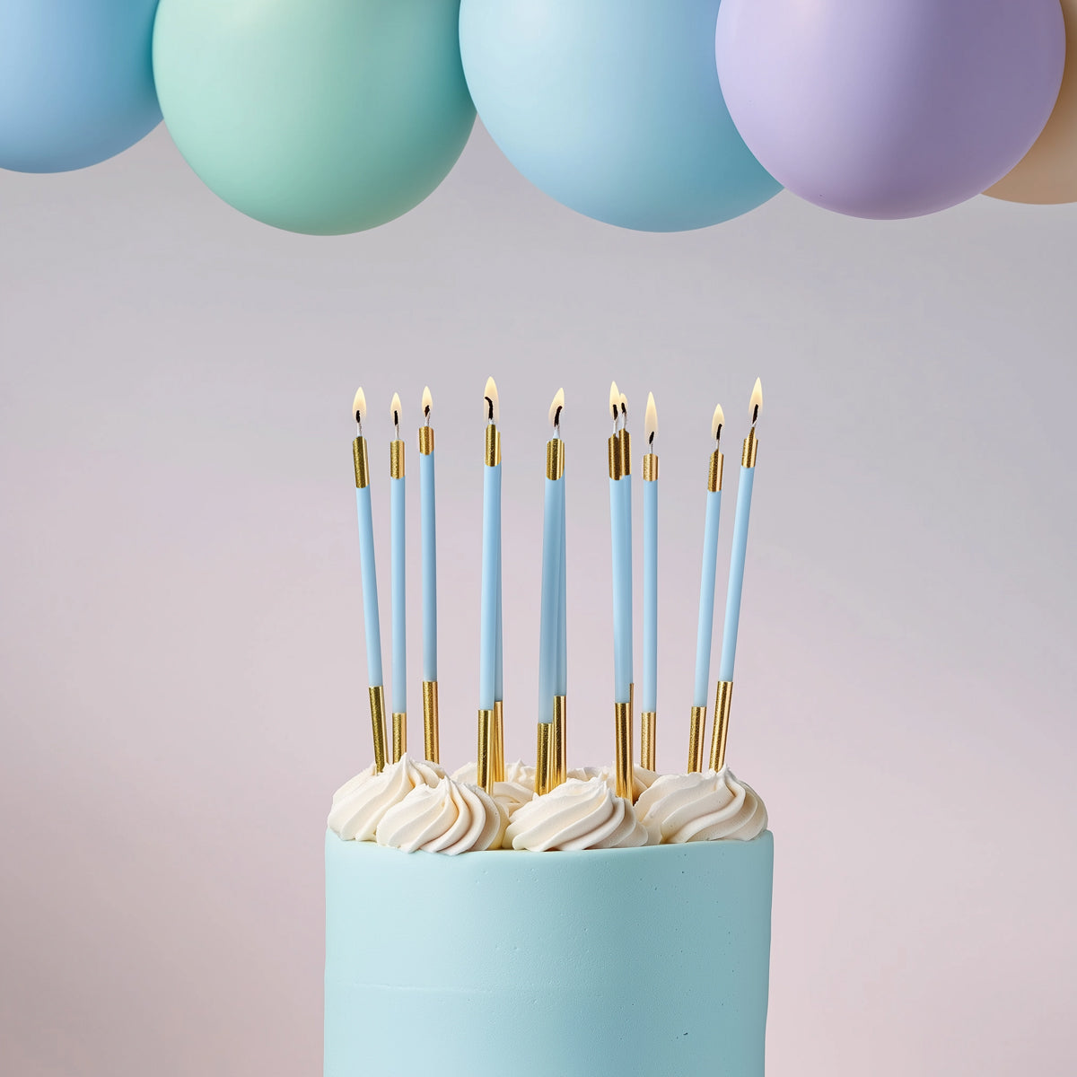 Cake & Candle Double Dipped Cake Candles Gold & Blue 15cm 12 Pack