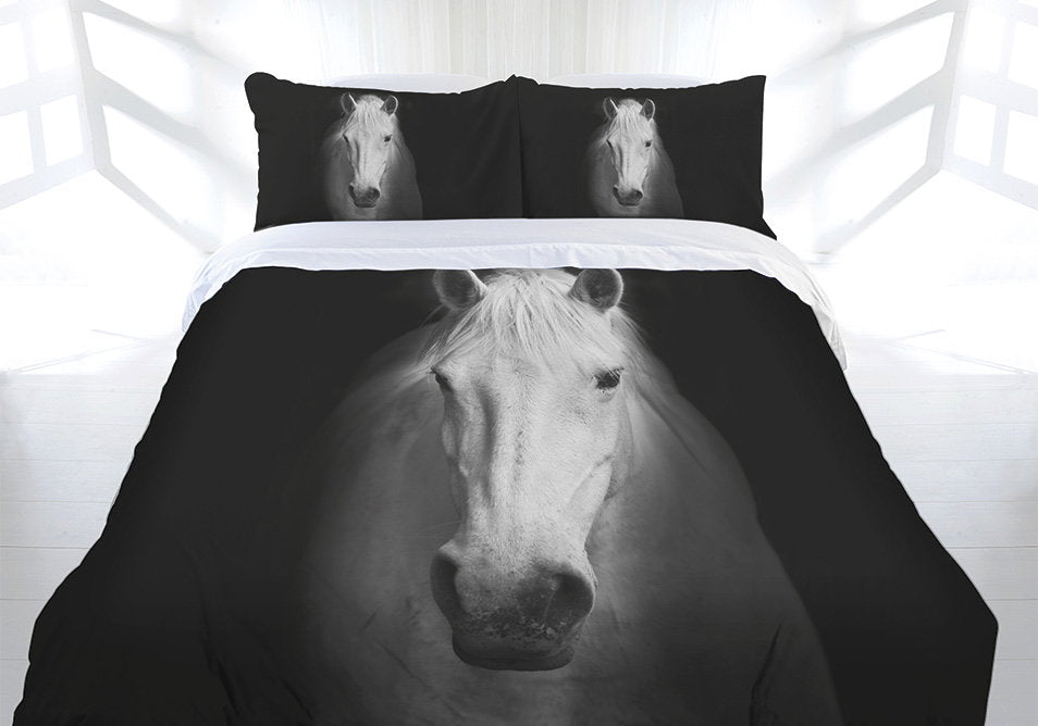 Just Home Midnight Horse 210x210cm QB Quilt Cover Set