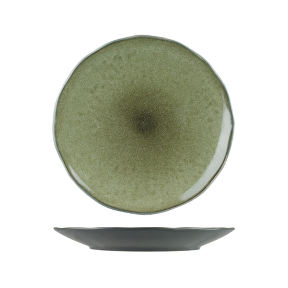 Longfine Uniq Green and Grey Round Coupe Plate