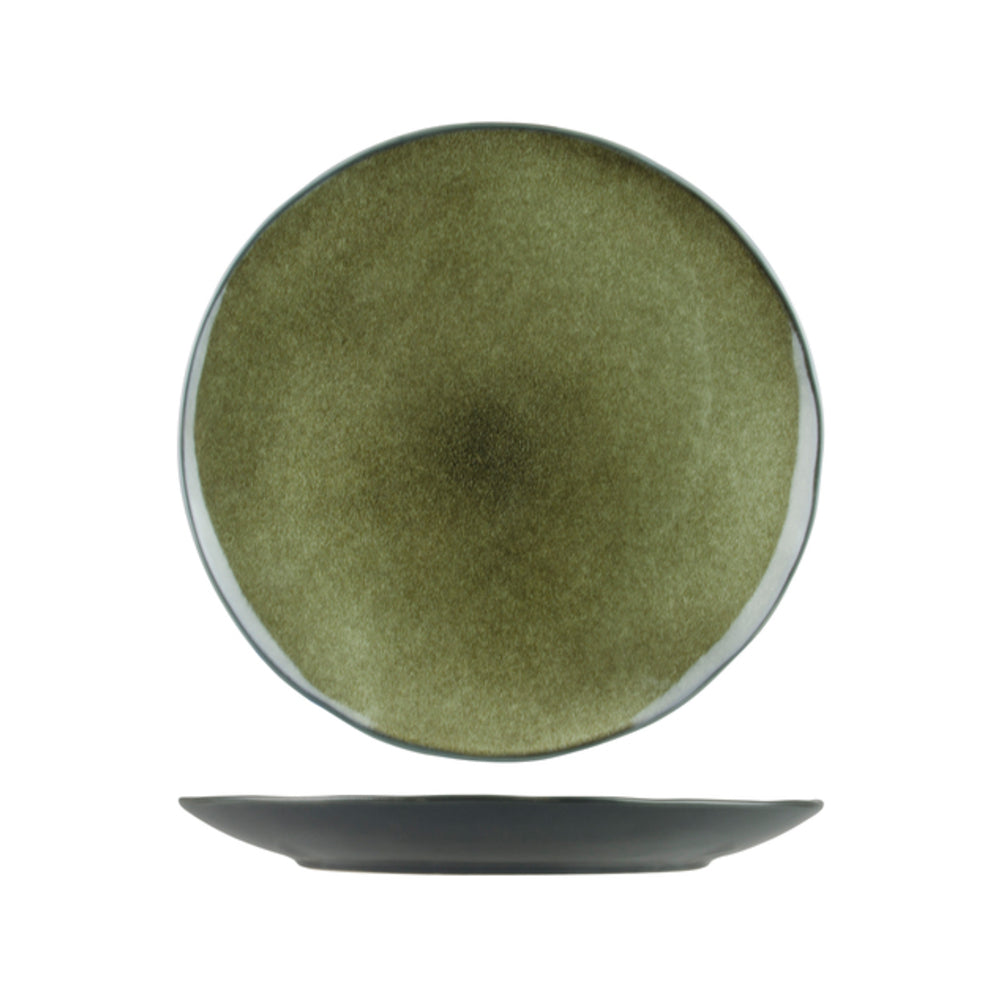 Longfine Uniq Green and Grey Round Coupe Plate