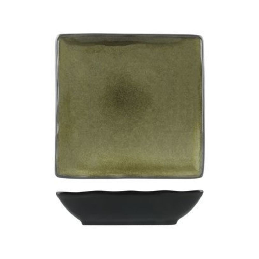 Longfine Uniq Green and Grey Square Coupe Bowl
