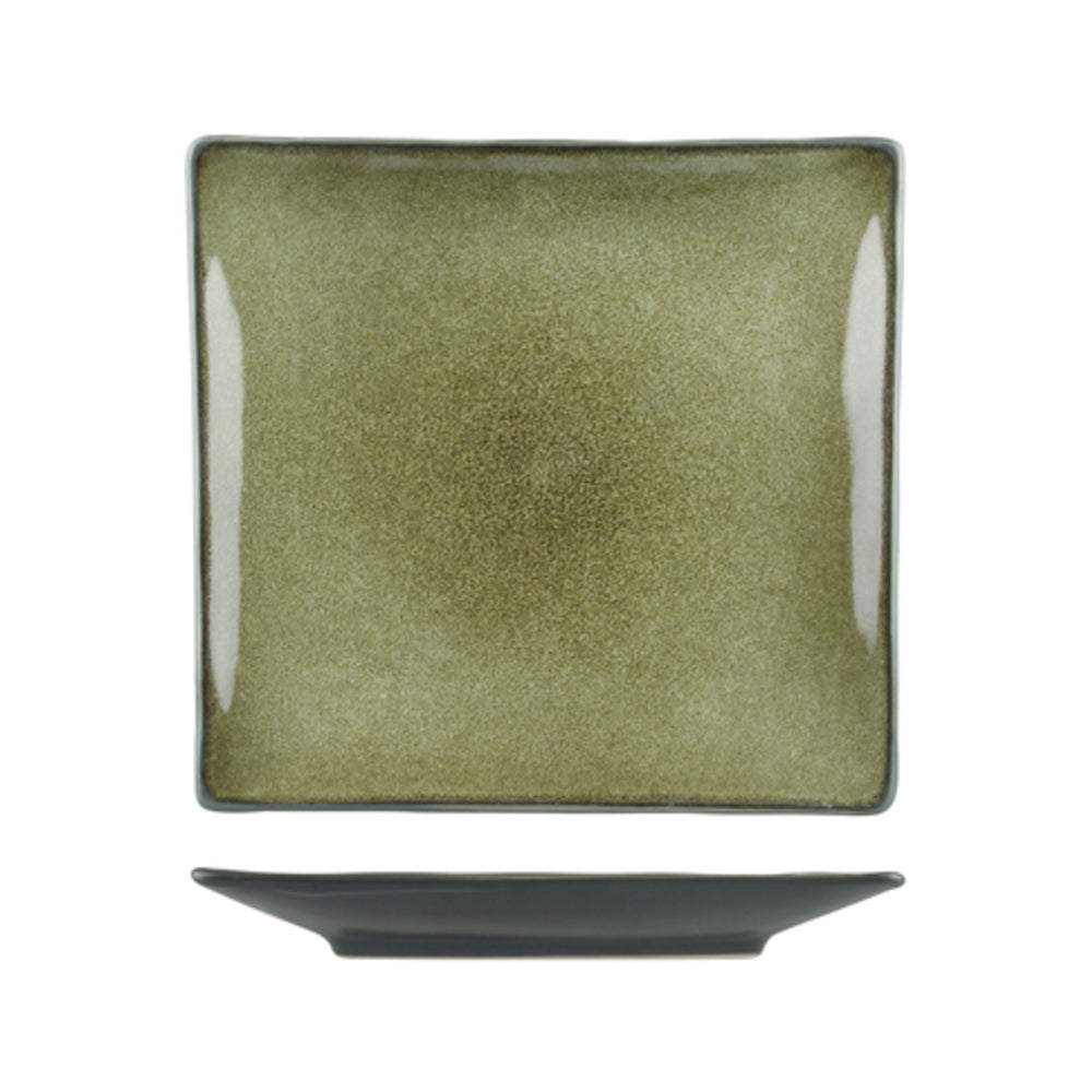 Longfine Uniq Green and Grey Square Plate