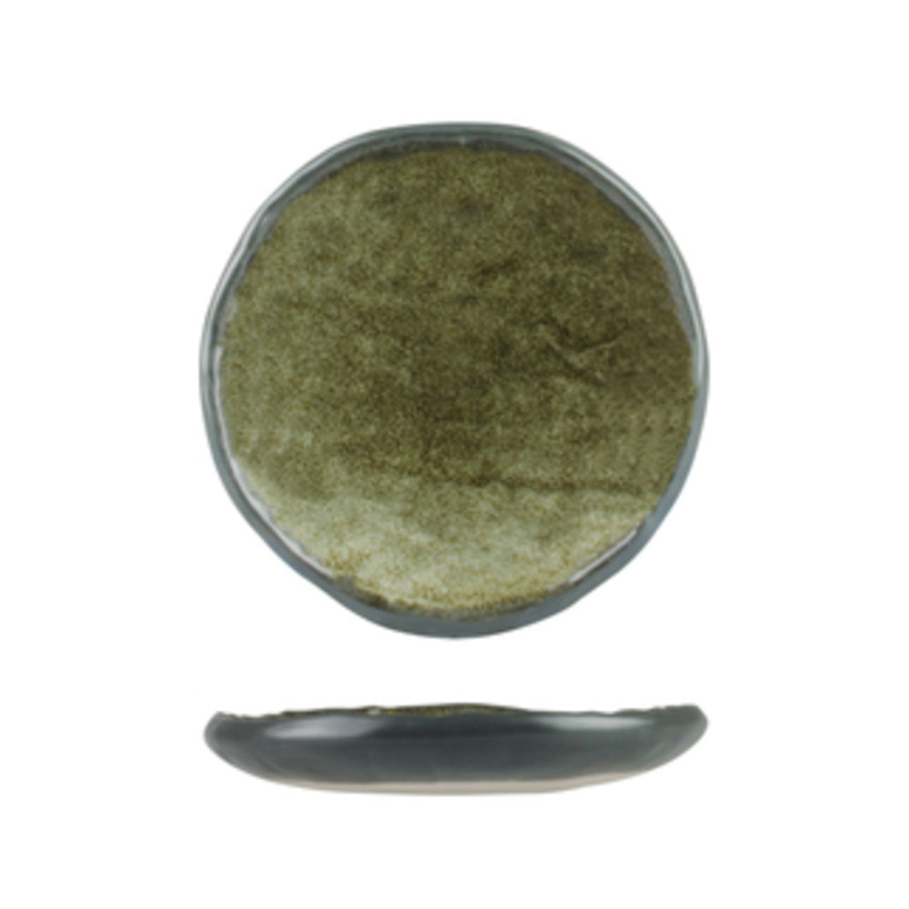 Longfine Uniq Green and Grey Small Round Plate