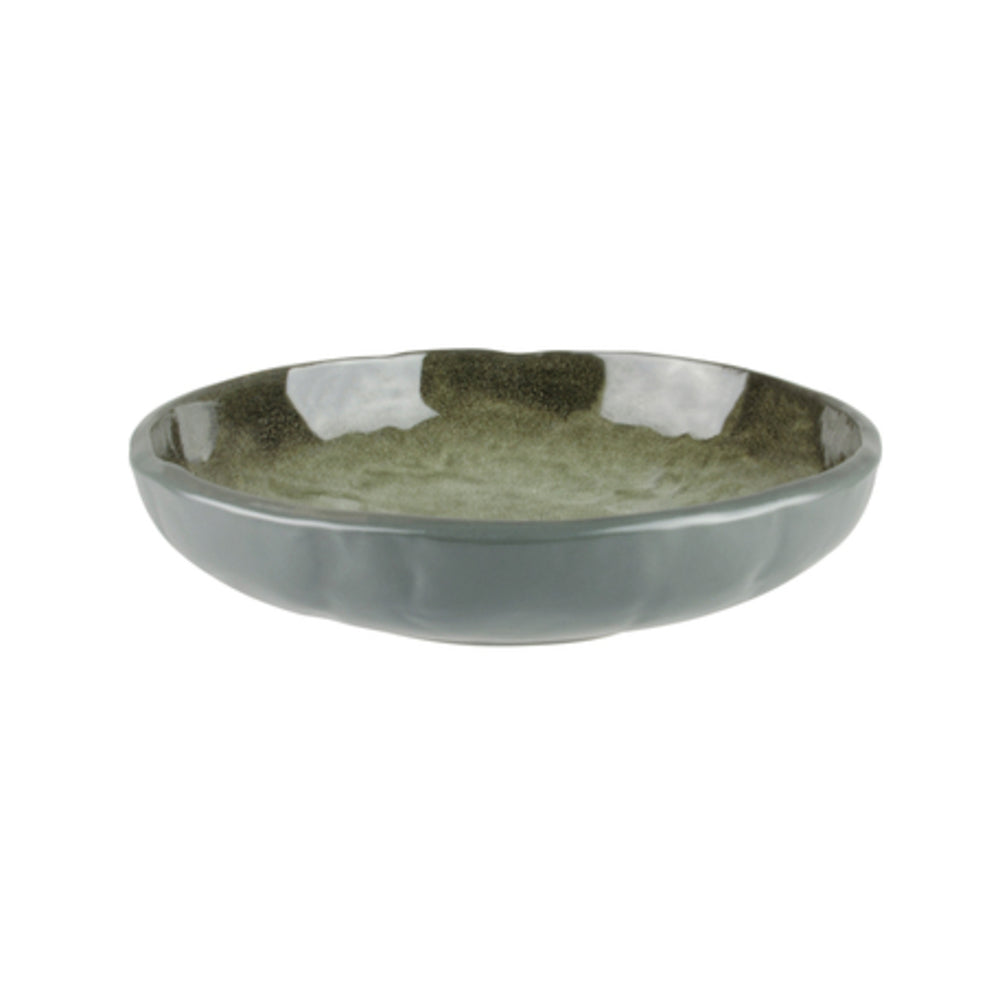Longfine Uniq Green and Grey Round Shallow Bowl