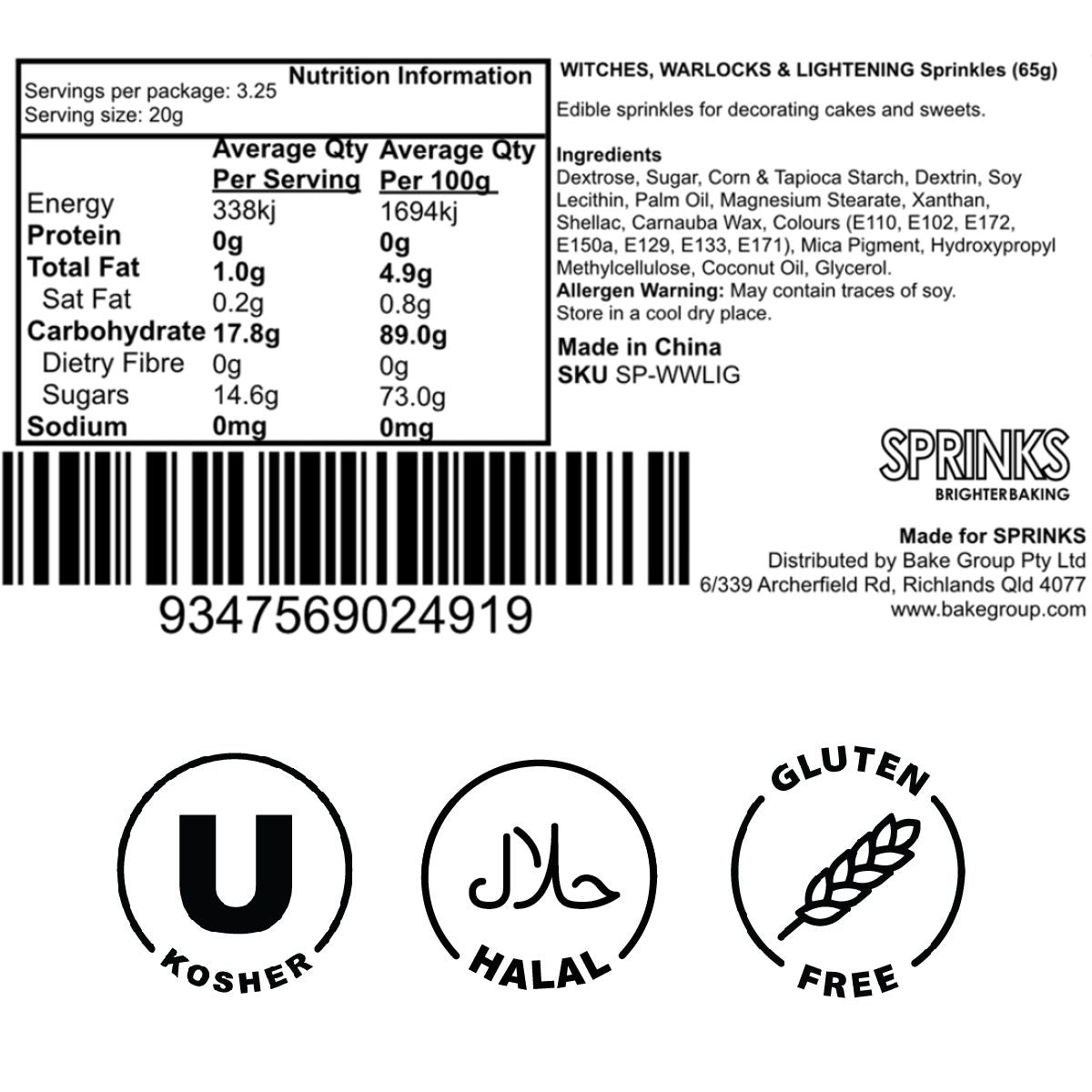 Sprinks Witches Warlocks & Lightening Sprinkles 65g
