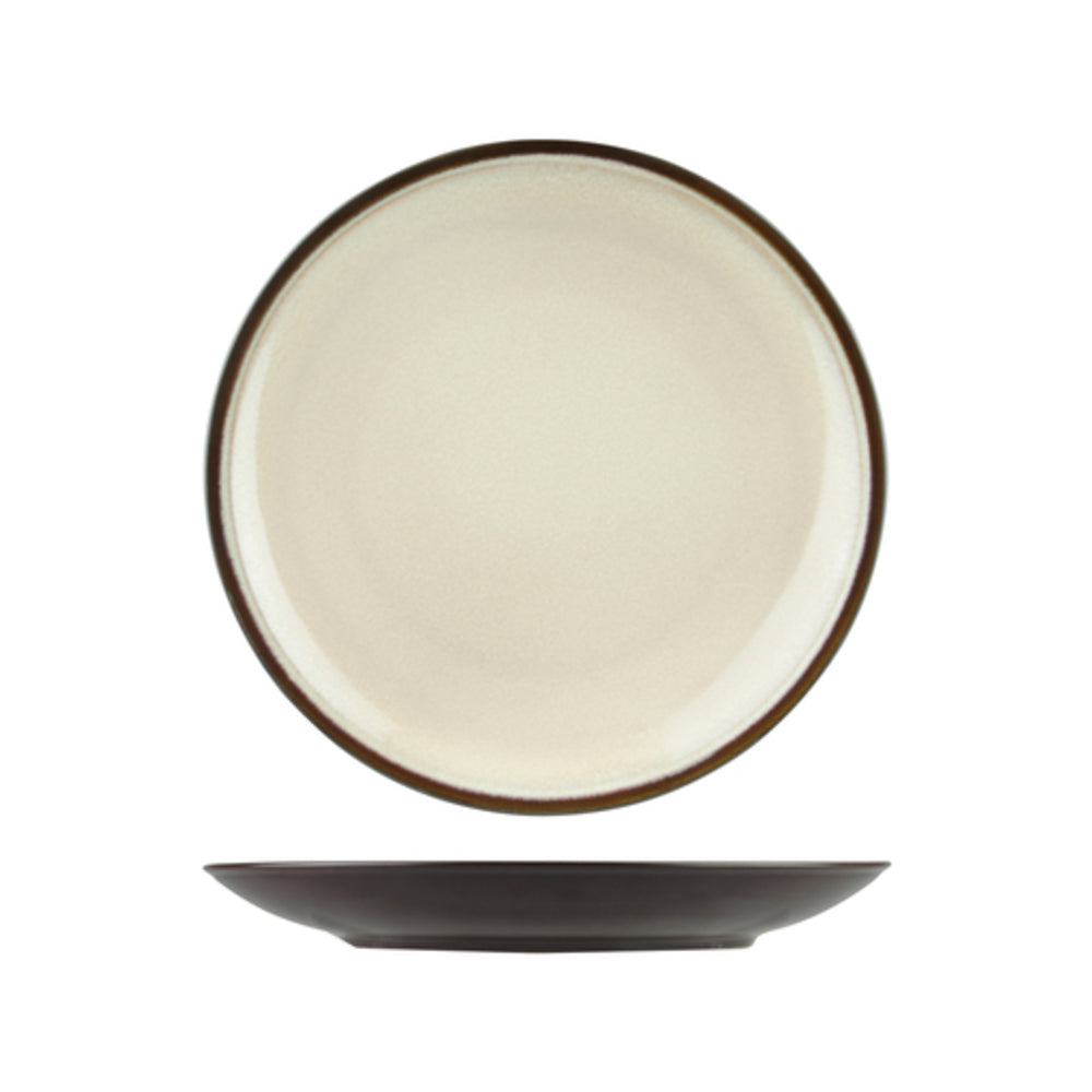 Longfine Uniq Cream and Brown Round Coupe Plate