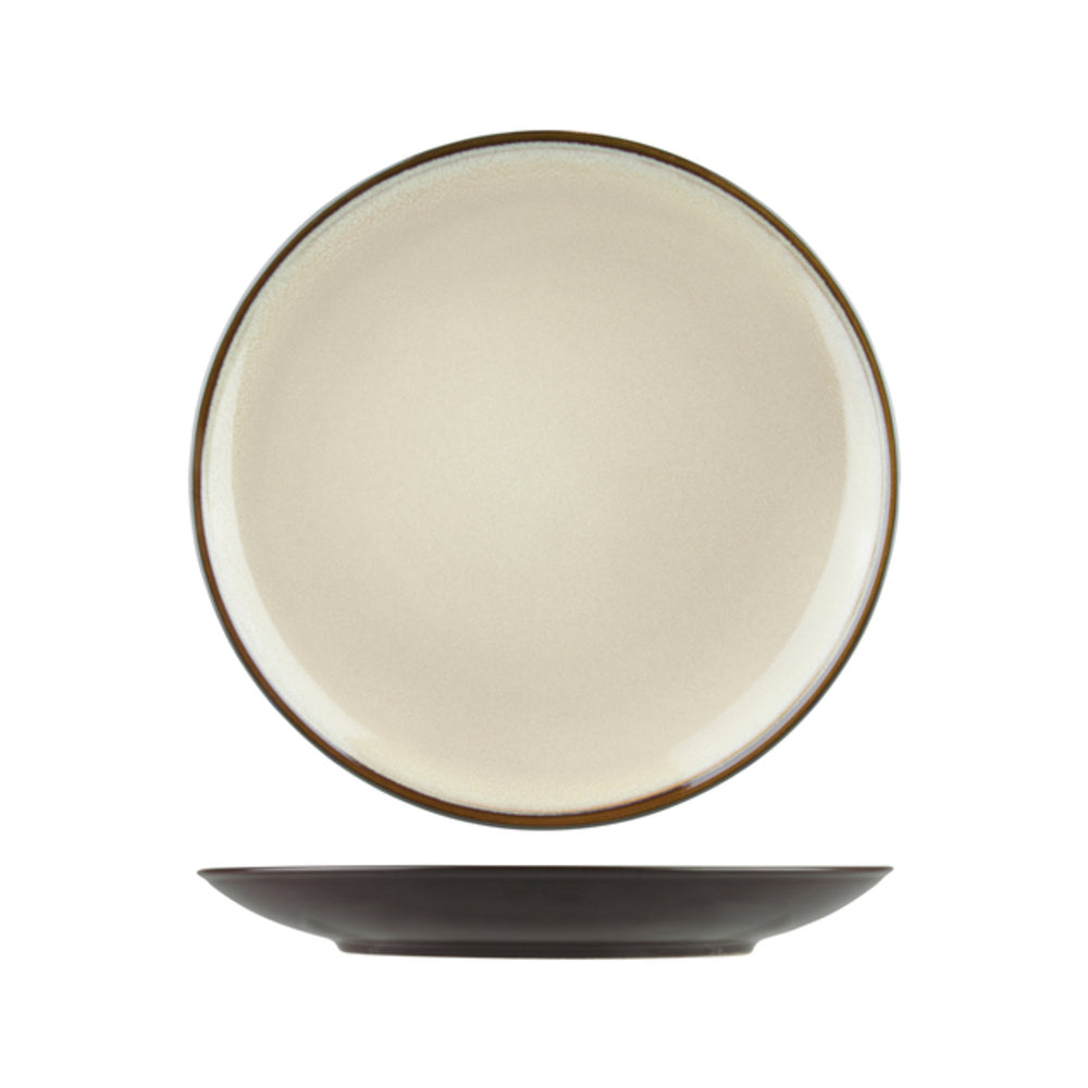 Longfine Uniq Cream and Brown Round Coupe Plate