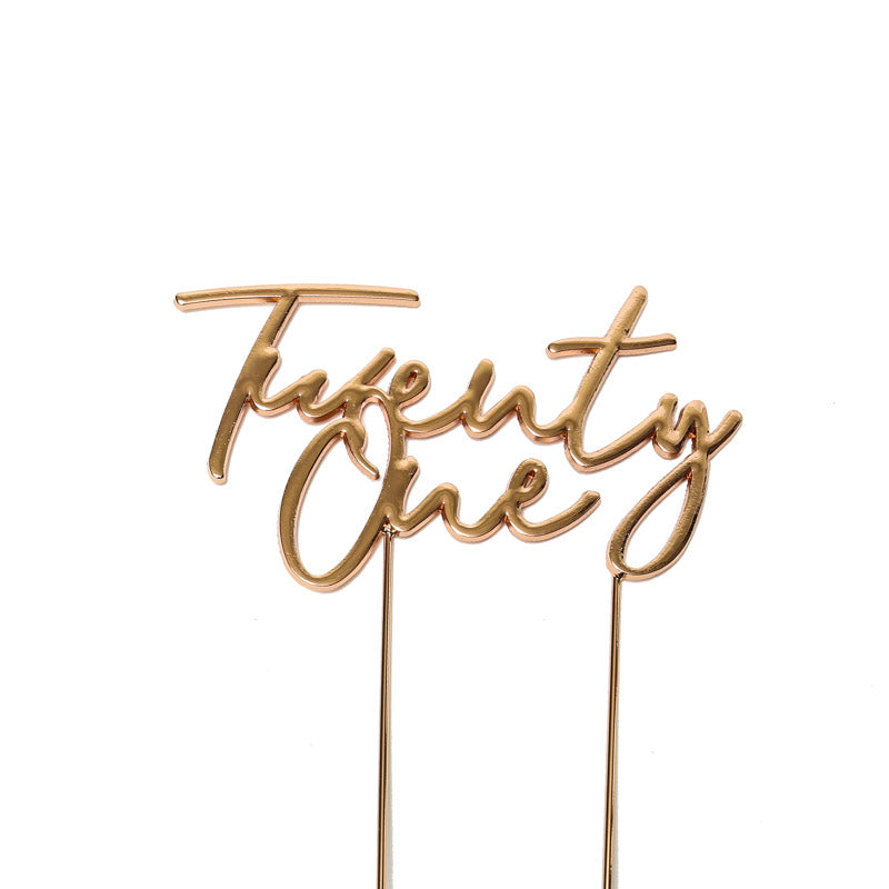Cake & Candle Plated Cake Topper 21 Rose Gold