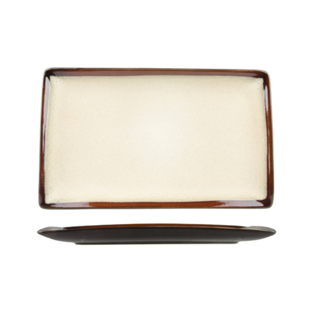 Longfine Uniq Cream and Brown Rectangular Platter