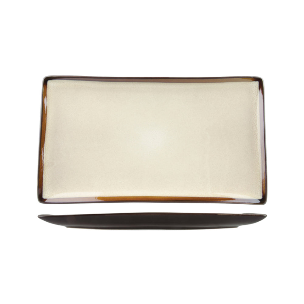 Longfine Uniq Cream and Brown Rectangular Platter