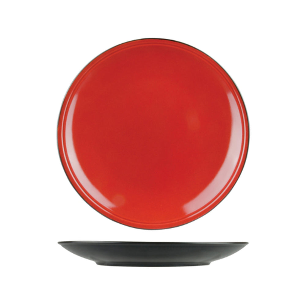 Longfine Uniq Red and Black Round Coupe Plate
