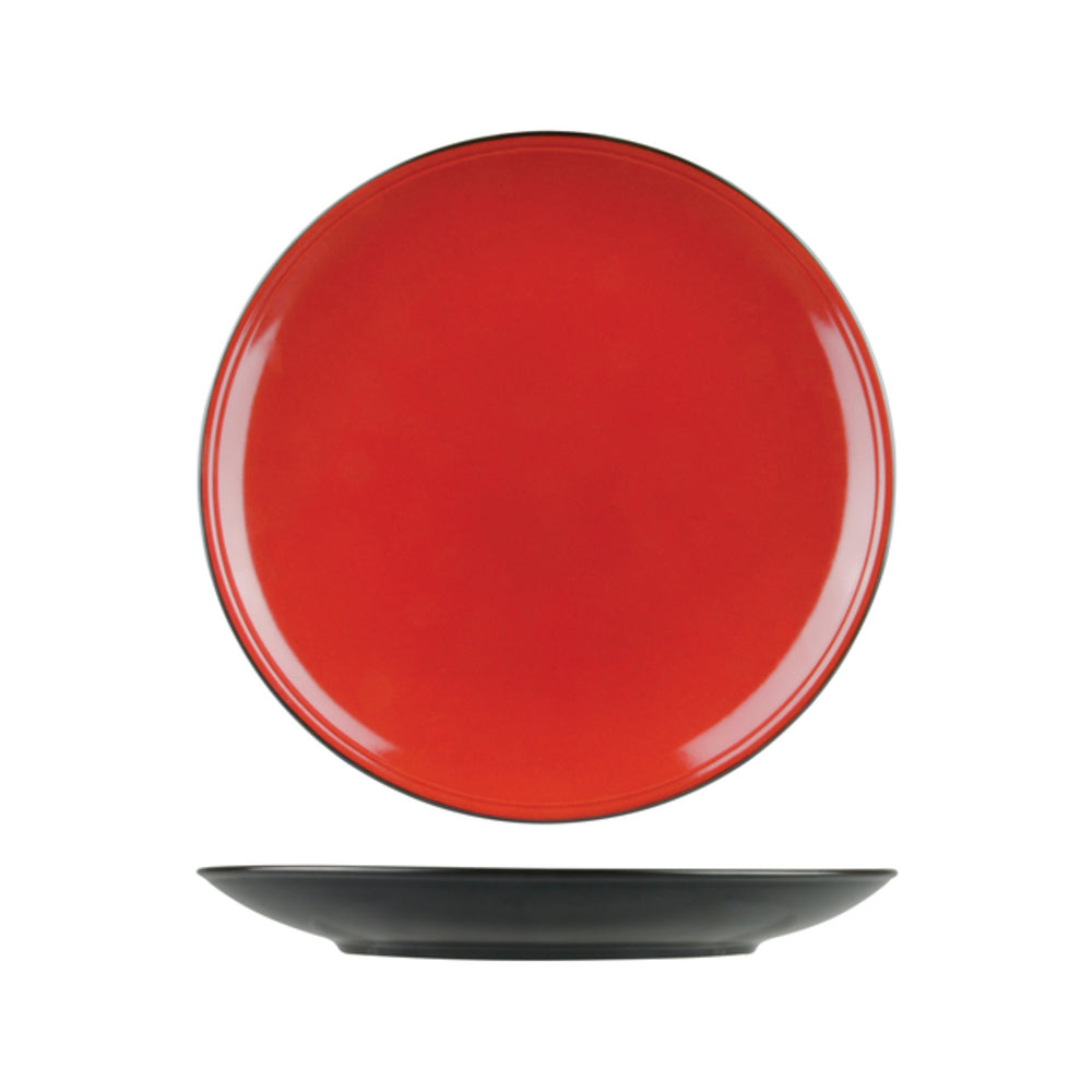 Longfine Uniq Red and Black Round Coupe Plate